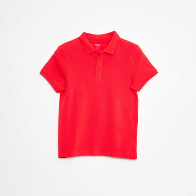 Polo uni en maille piquée ROUGE