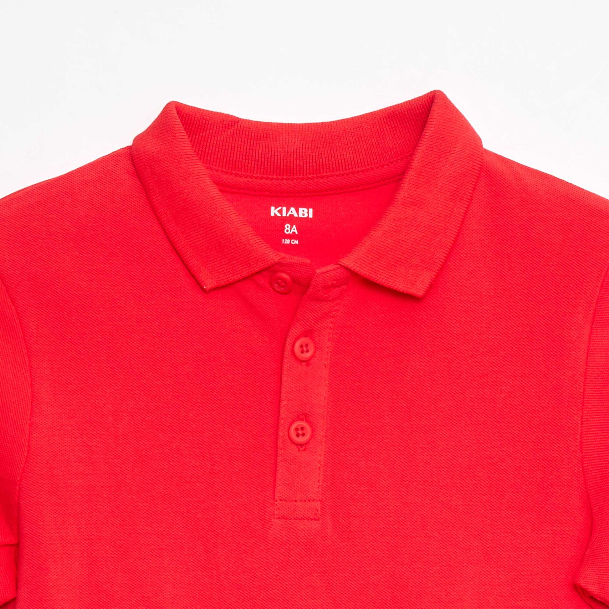 Polo uni en maille piquée ROUGE