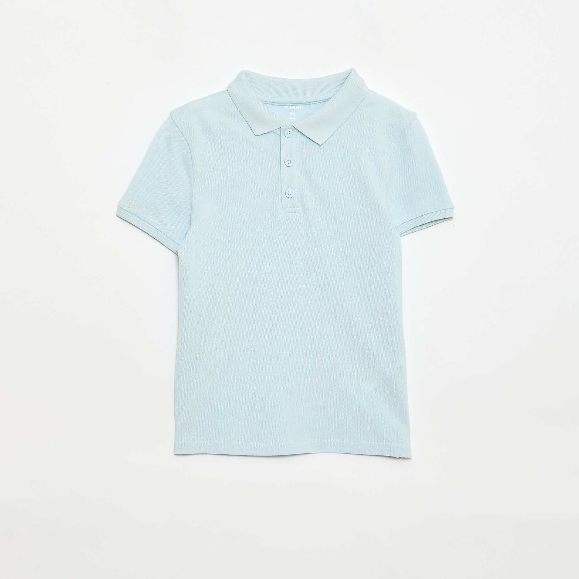 Polo uni en maille piquée BLEU