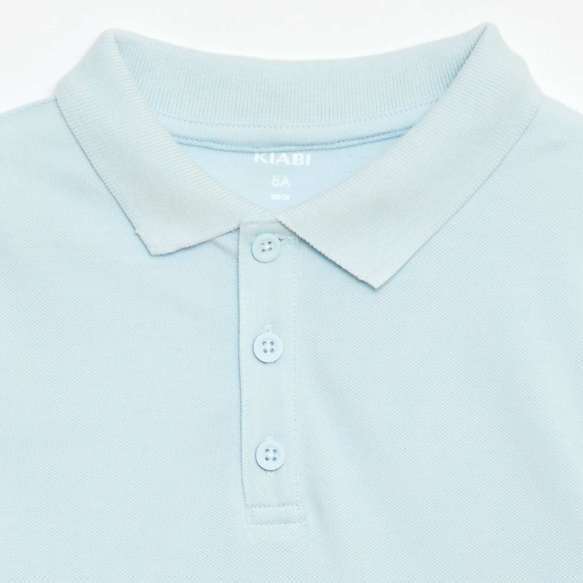 Polo uni en maille piquée BLEU