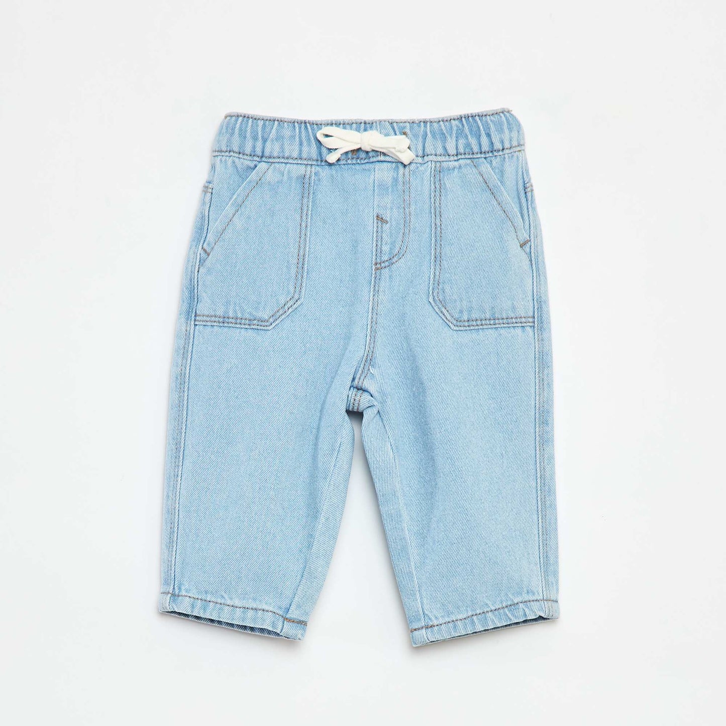 Pantalon en denim avec taille élastiquée BLEU