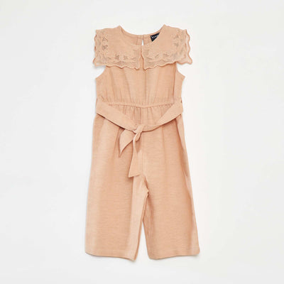 Combinaison longue avec col fantaisiste et ceinture ROSE