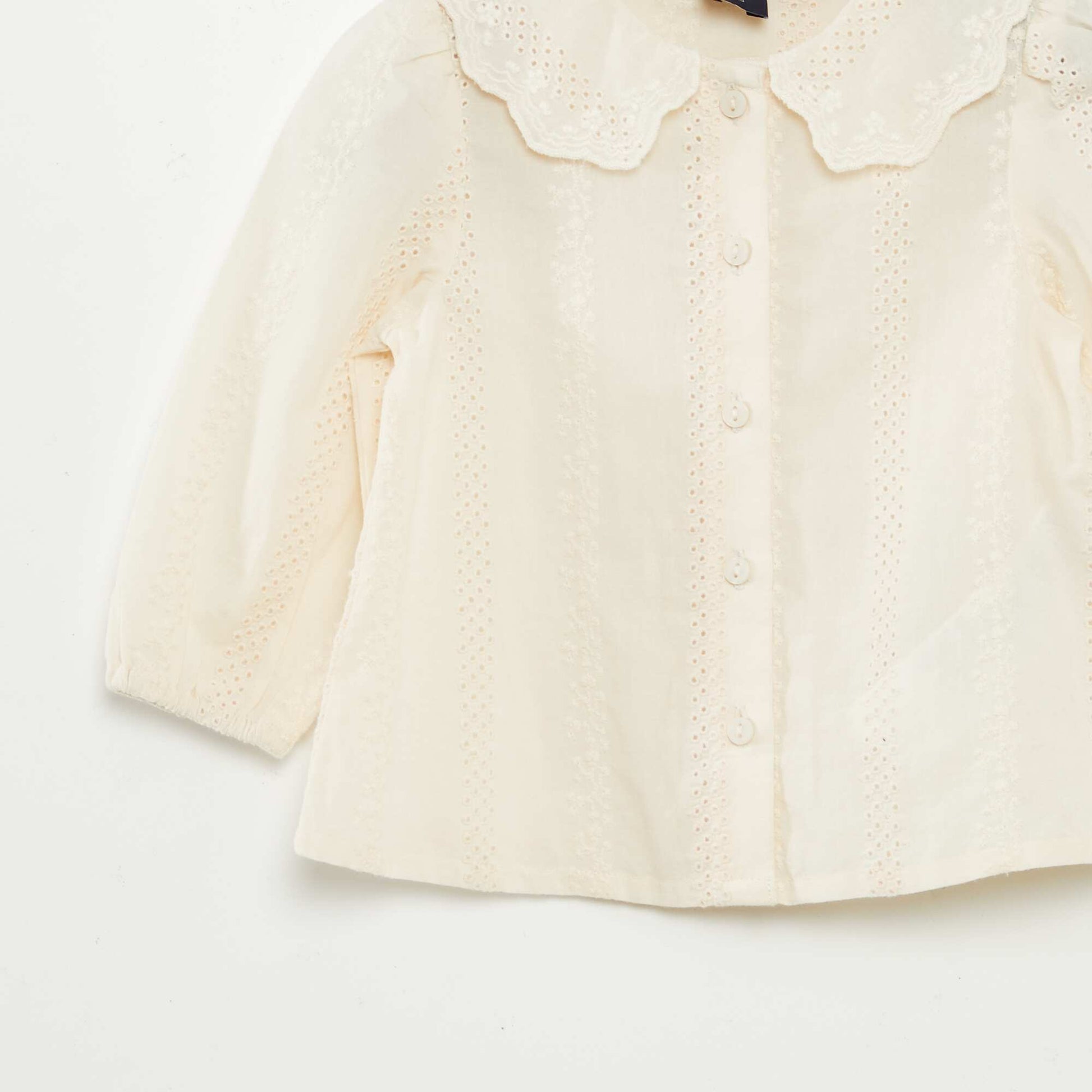 Blouse en voile de coton avec broderies anglaises BLANC