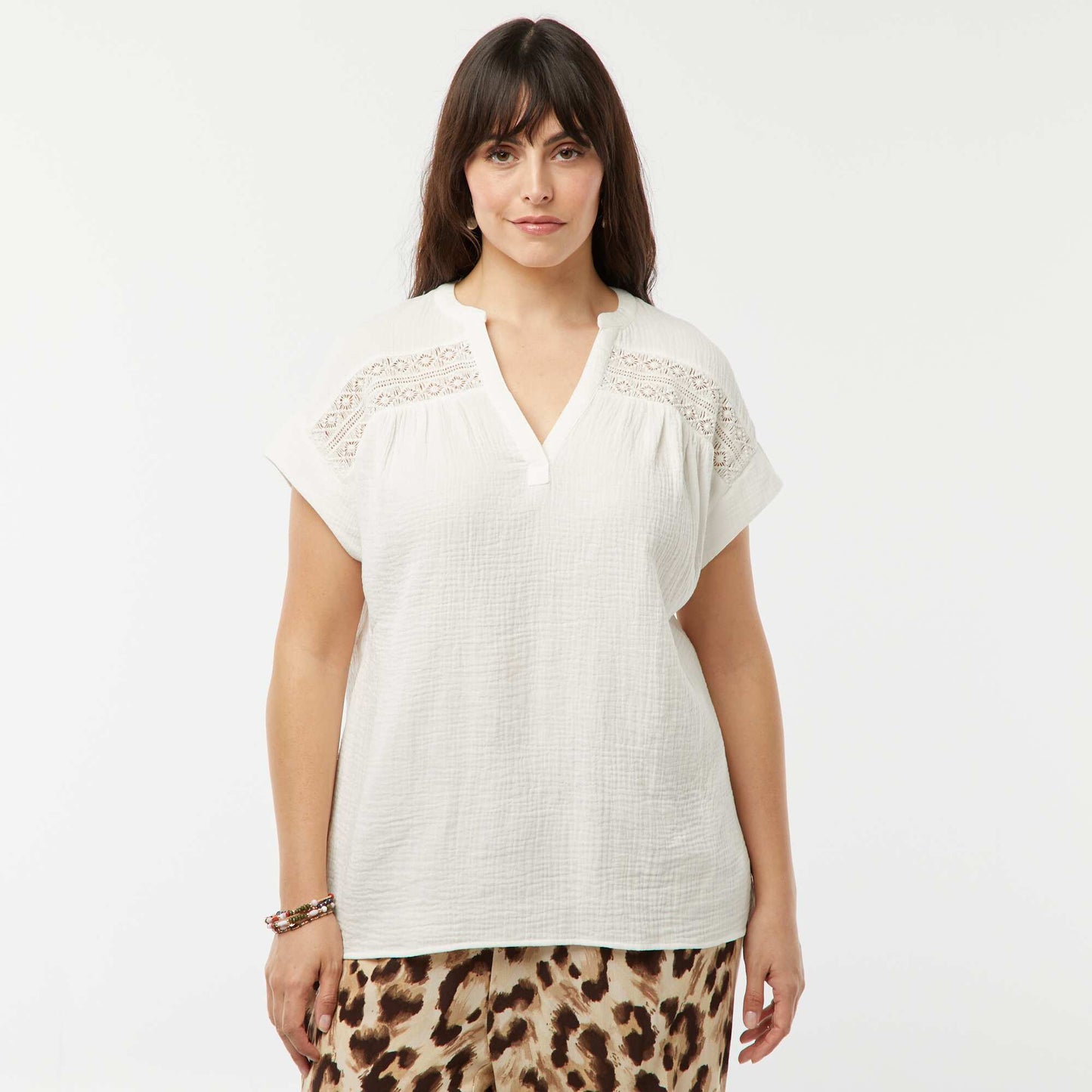 Blouse en double gaze de coton BLANC