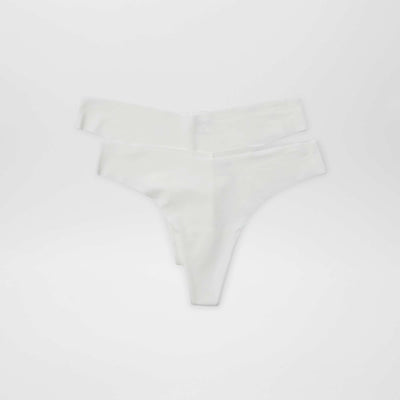 Lot de 2 tangas invisibles en microfibre BLANC