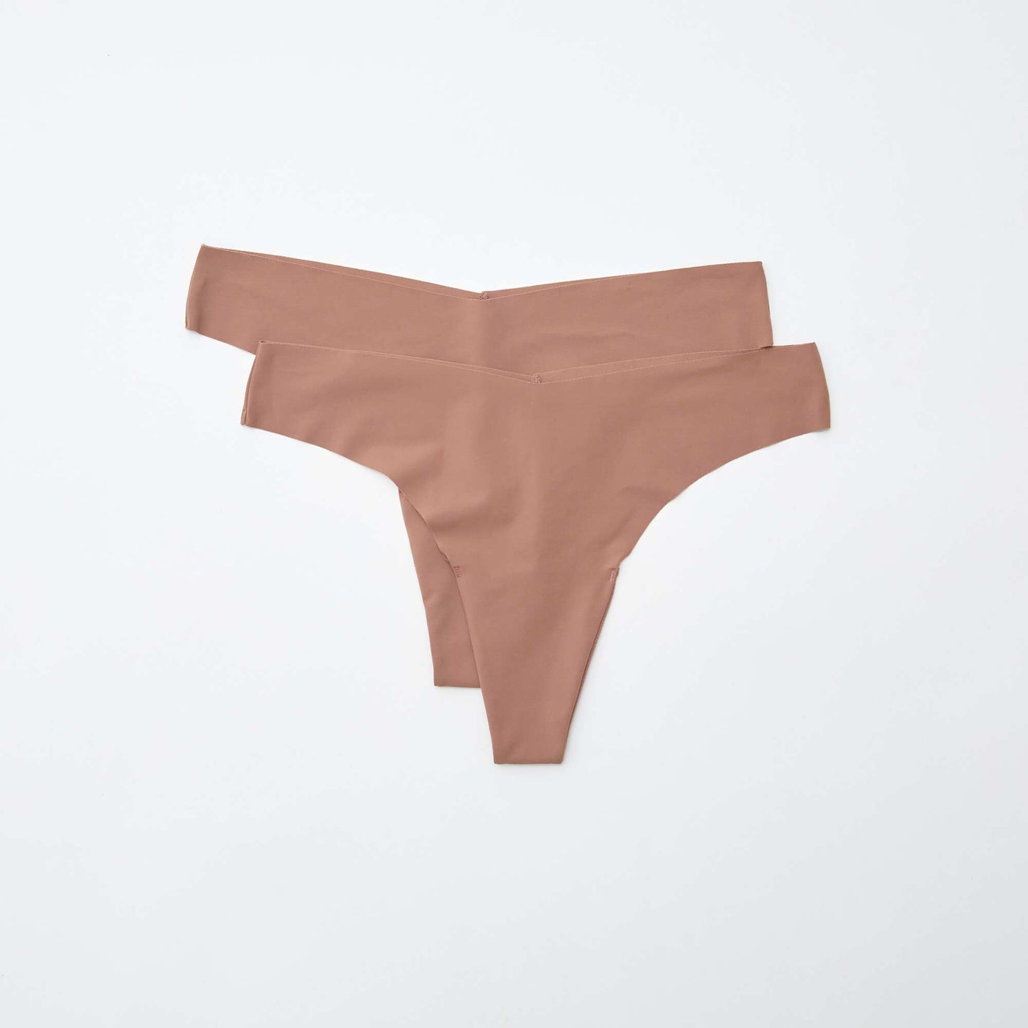 Lot de 2 tangas invisibles en microfibre MARRON
