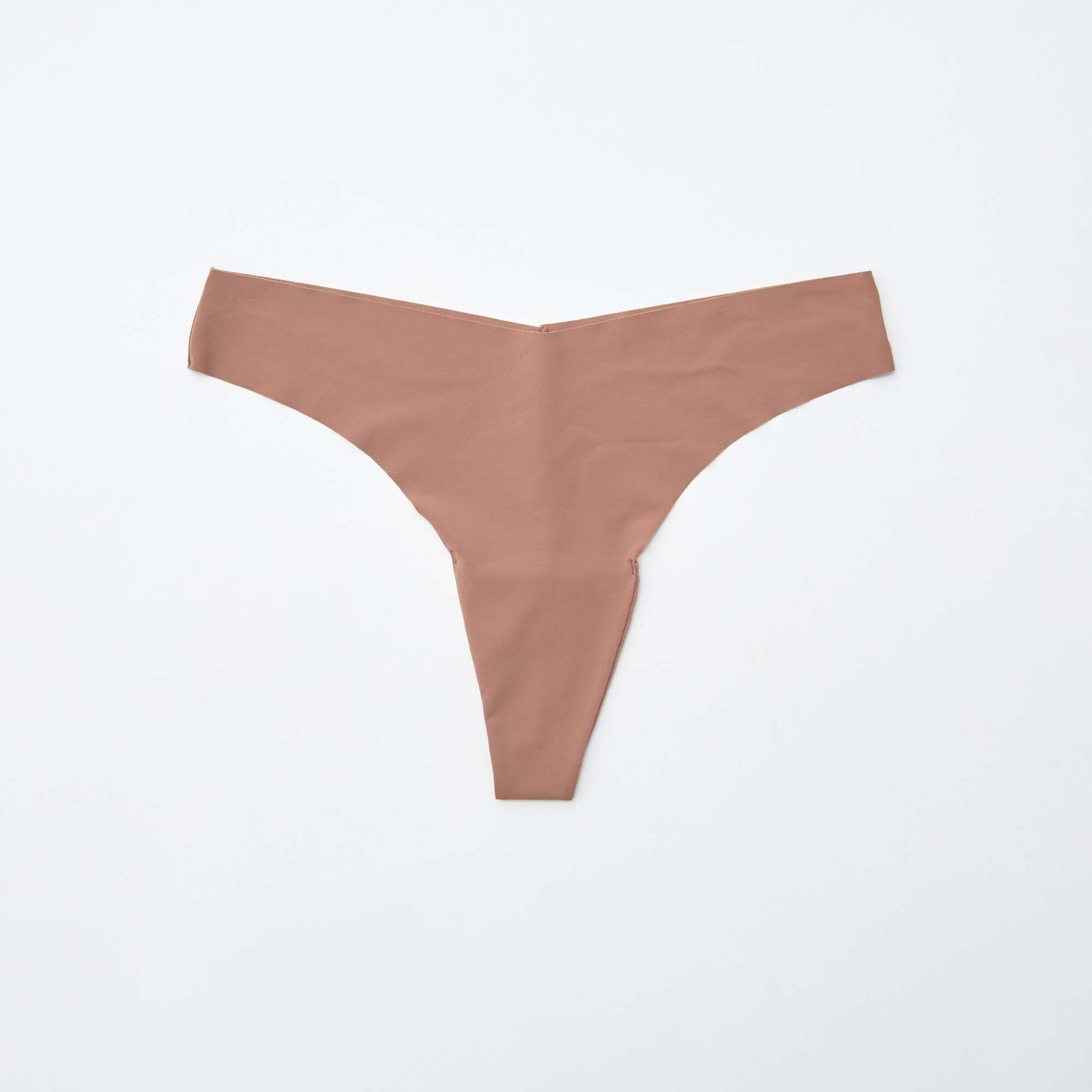 Lot de 2 tangas invisibles en microfibre MARRON