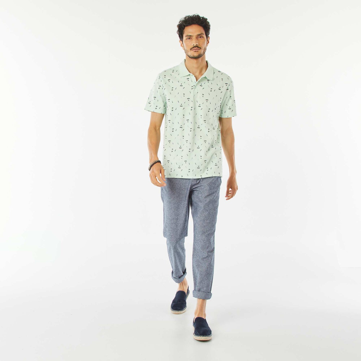 Polo en piqué de coton avec imprimé VERT