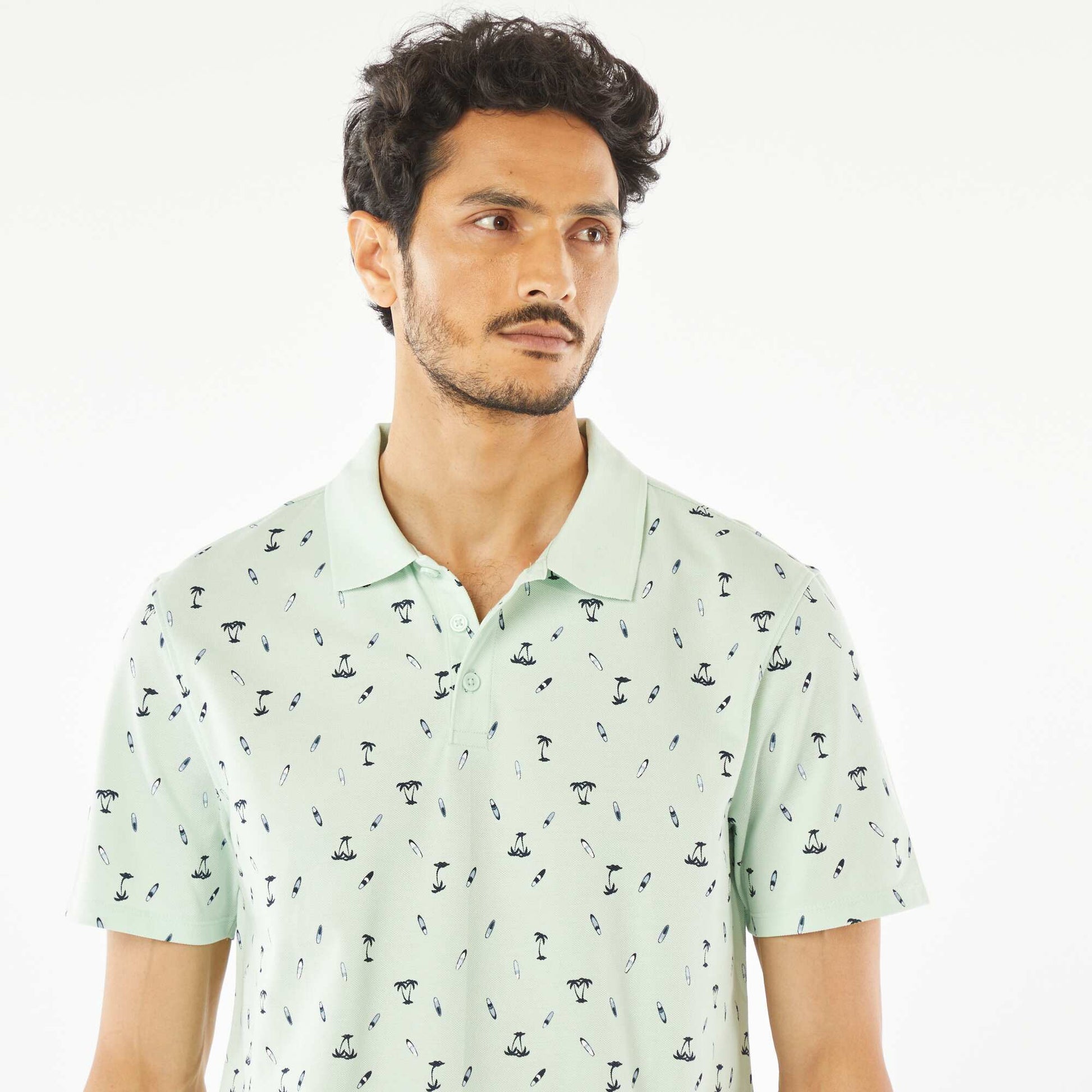Polo en piqué de coton avec imprimé VERT