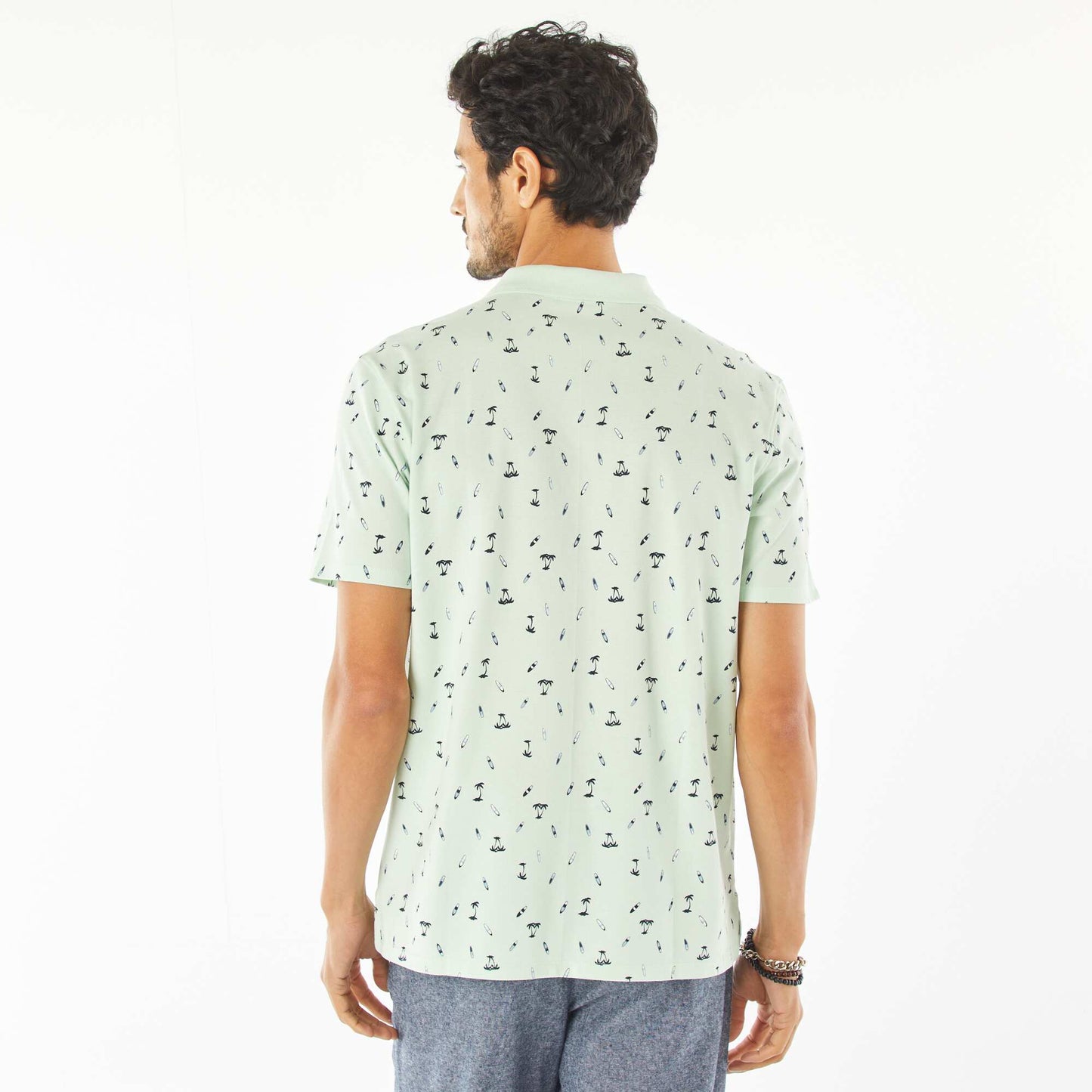 Polo en piqué de coton avec imprimé VERT