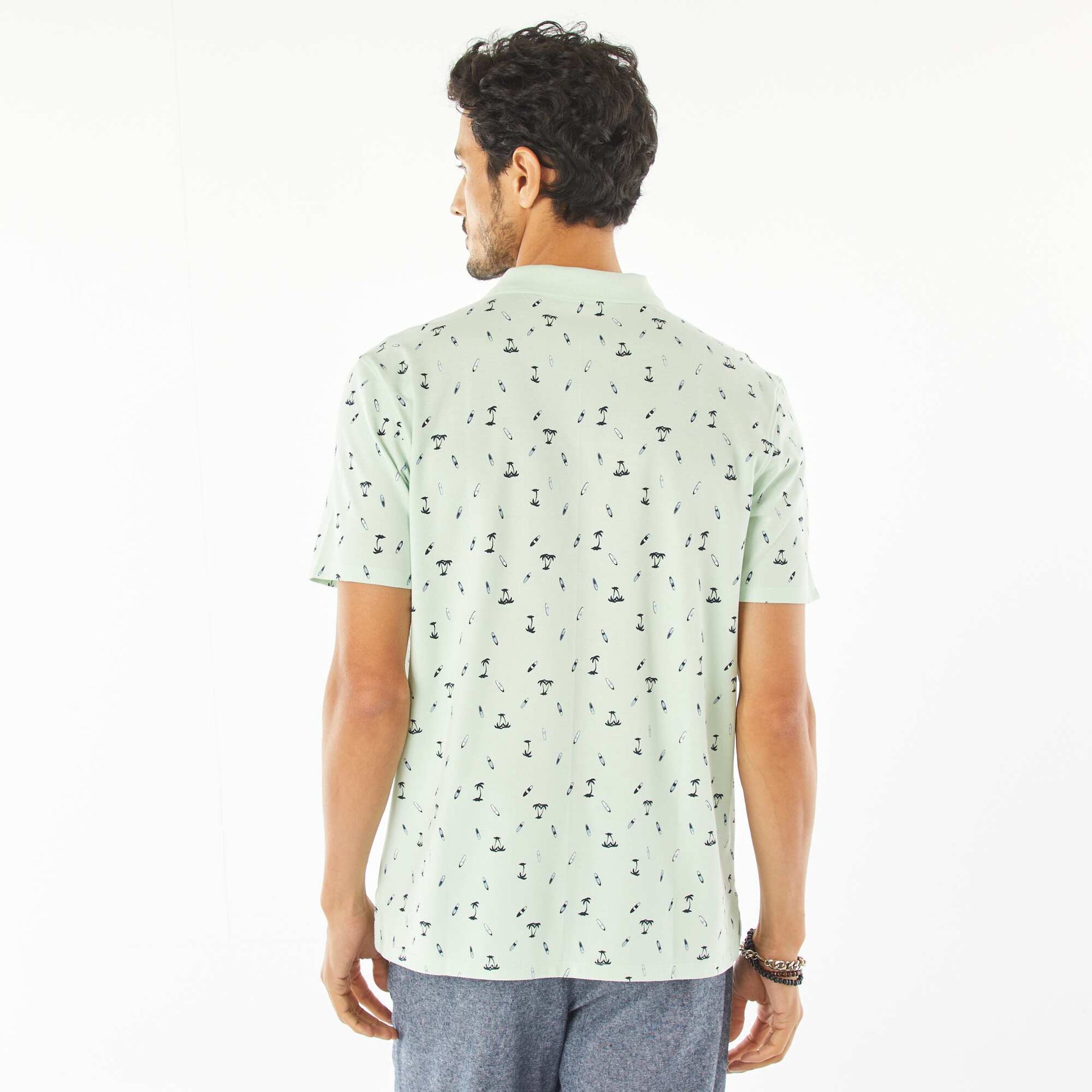 Polo en piqué de coton avec imprimé VERT