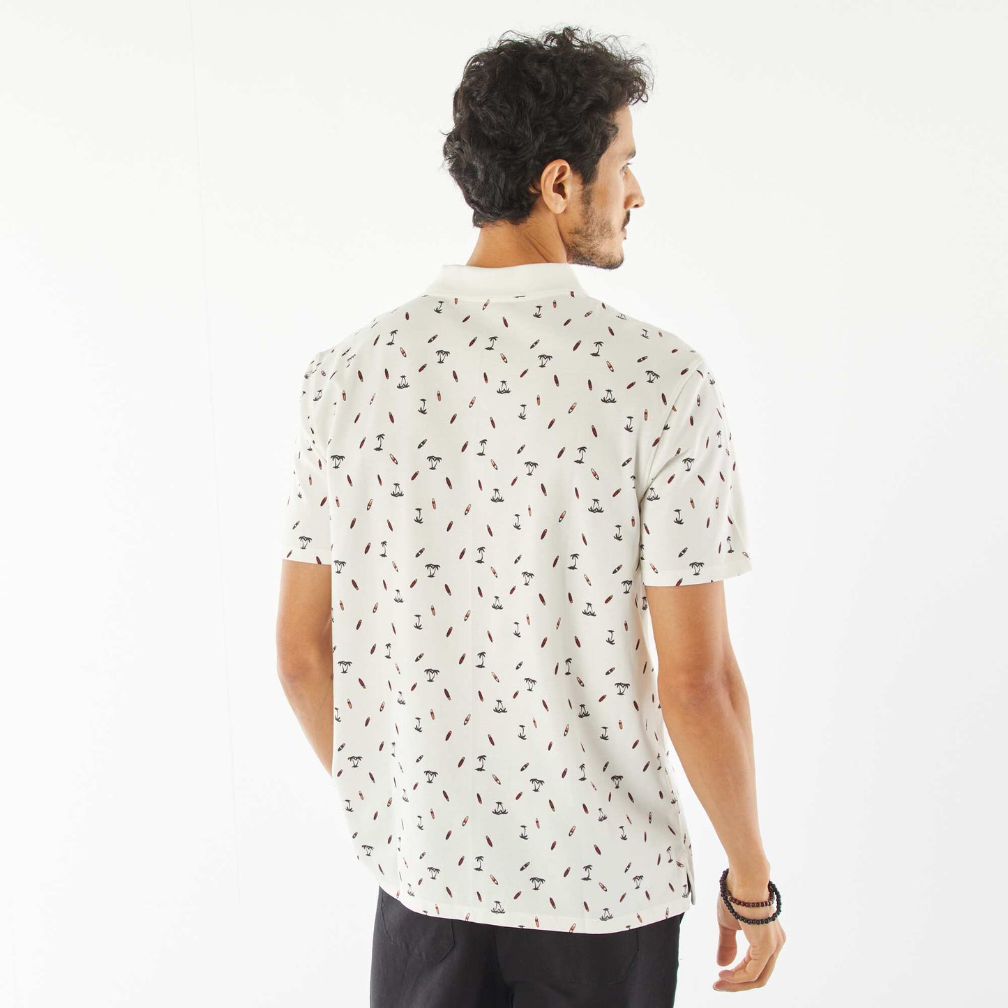 Polo en piqué de coton avec imprimé BLANC