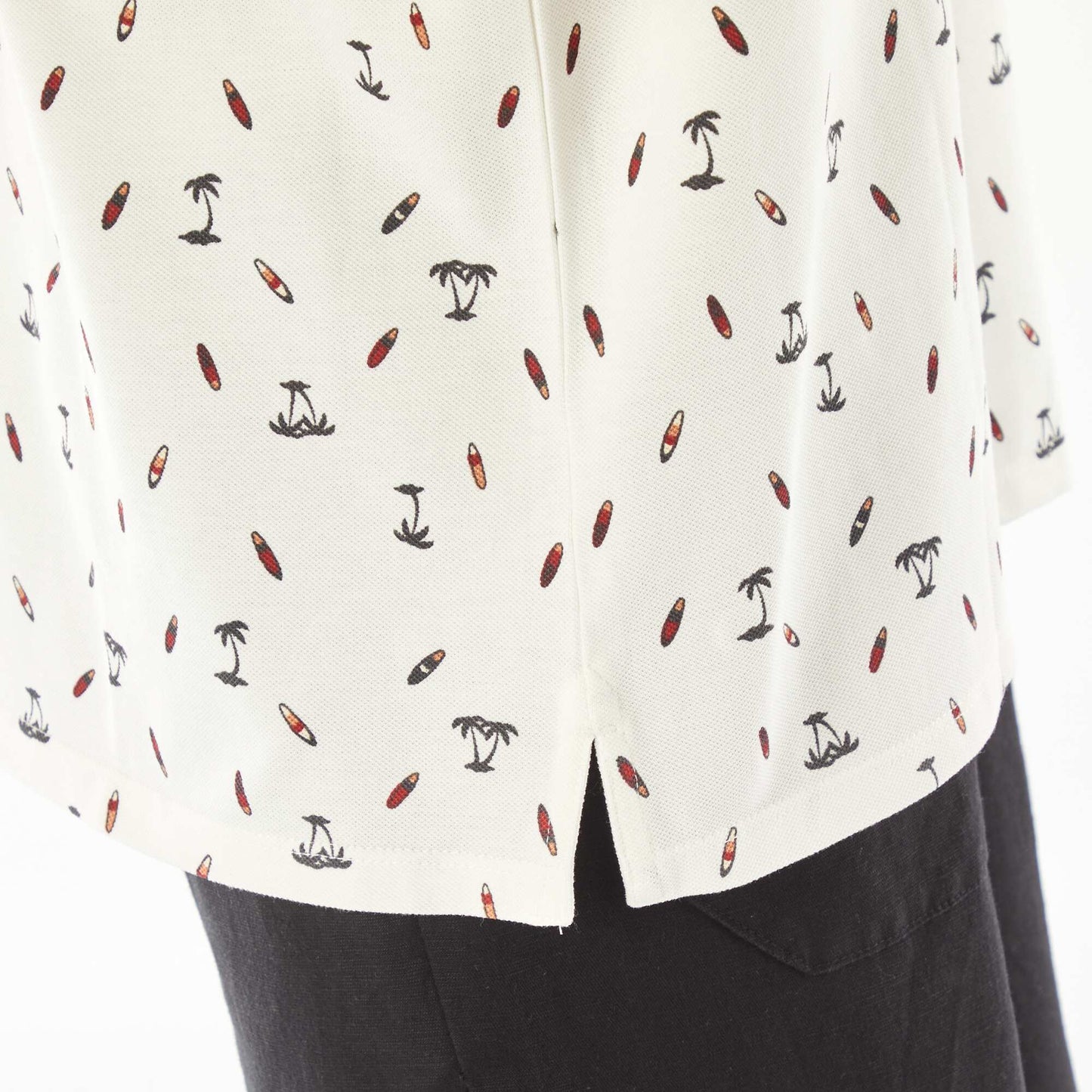 Polo en piqué de coton avec imprimé BLANC