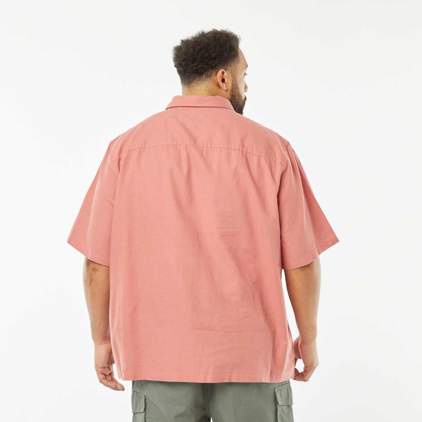 Chemise en lin mélangé à manches courtes ROSE