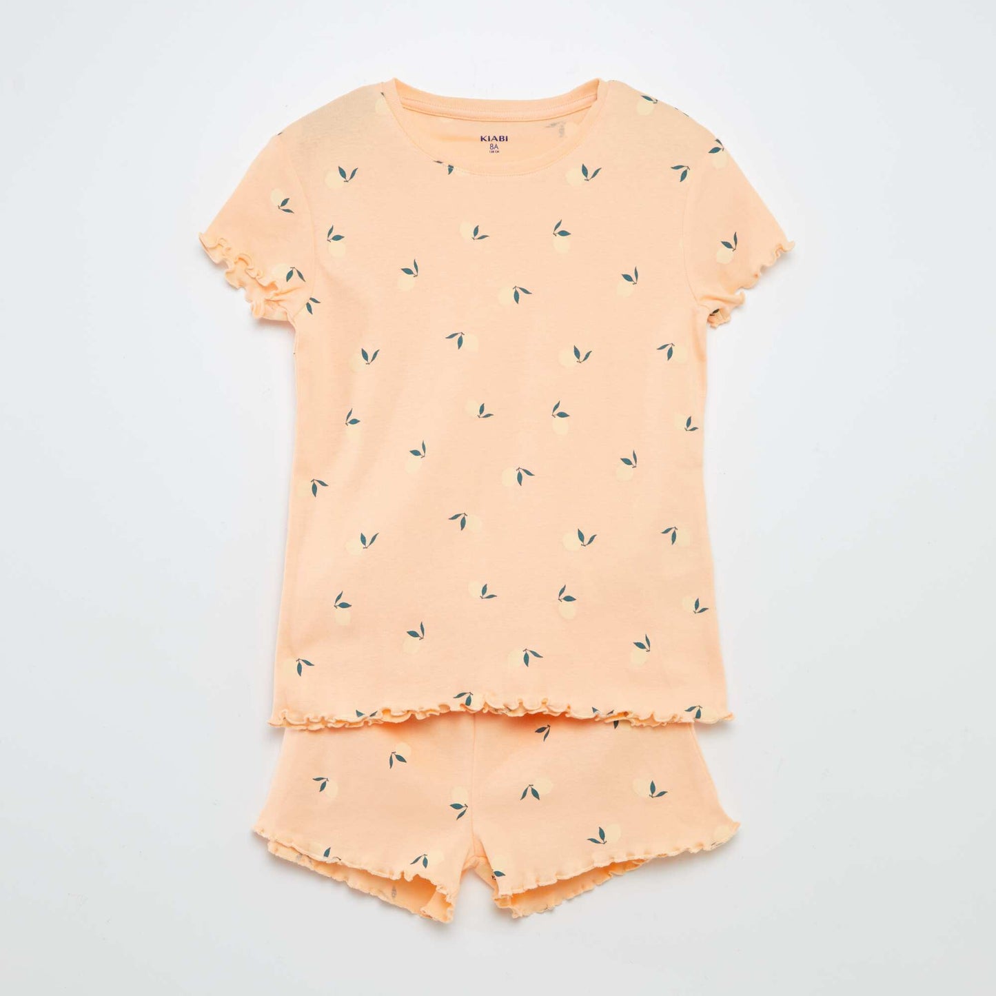 Ensemble pyjama t-shirt + short avec imprimé et bordures ondulées - 2 pièces ORANGE