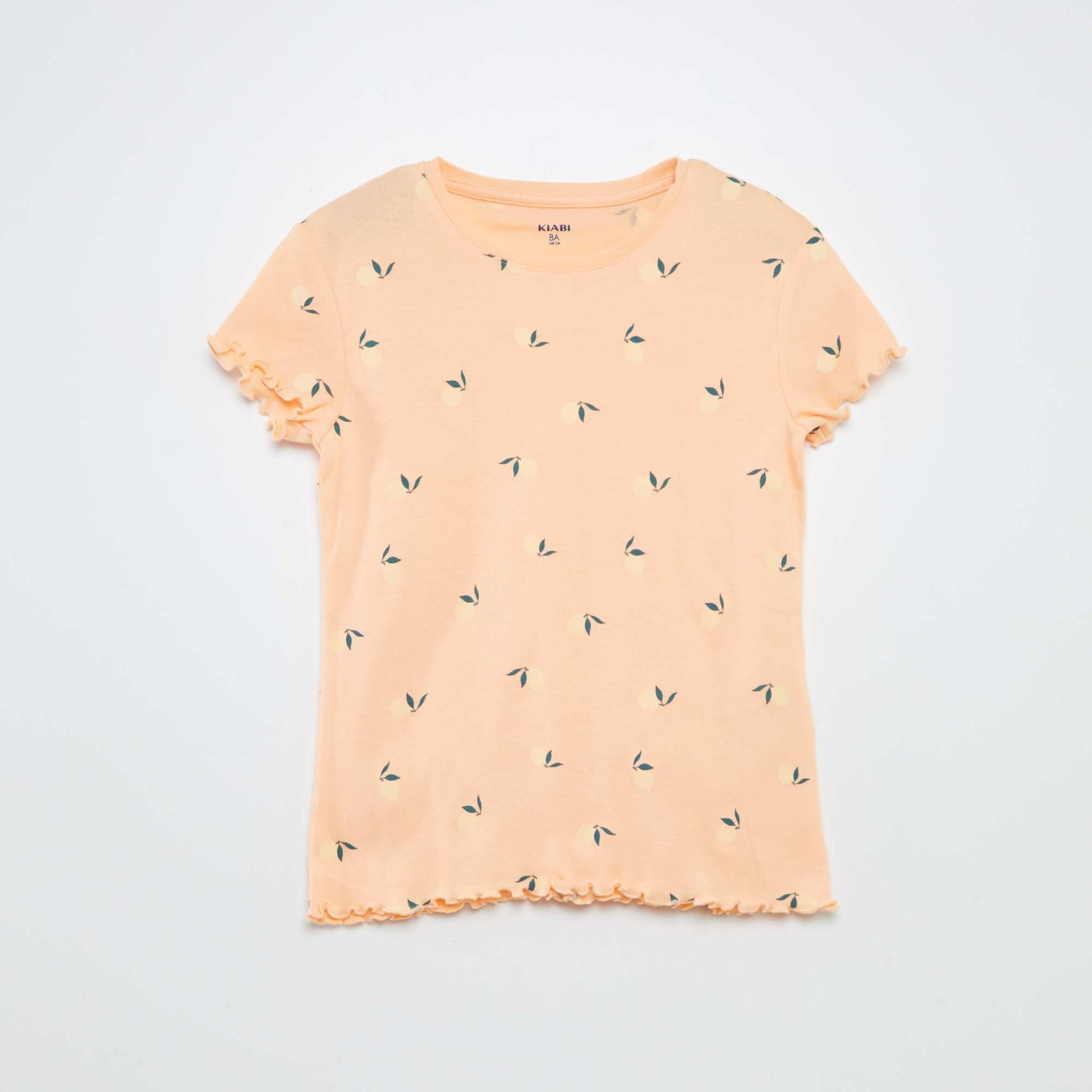 Ensemble pyjama t-shirt + short avec imprimé et bordures ondulées - 2 pièces ORANGE