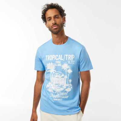 T-shirt imprimé manches courtes BLEU