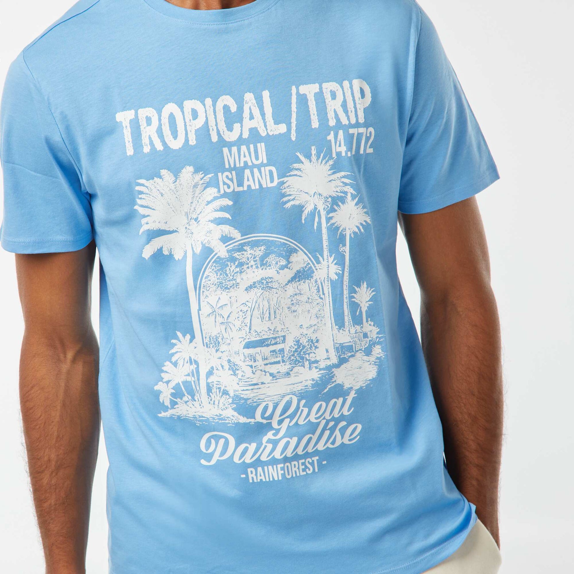 T-shirt imprimé manches courtes BLEU