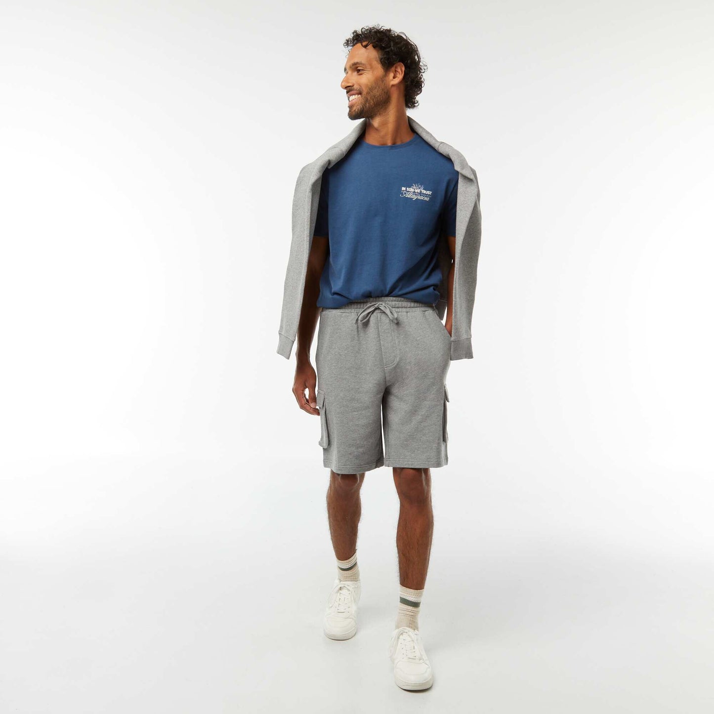T-shirt imprimé manches courtes BLEU