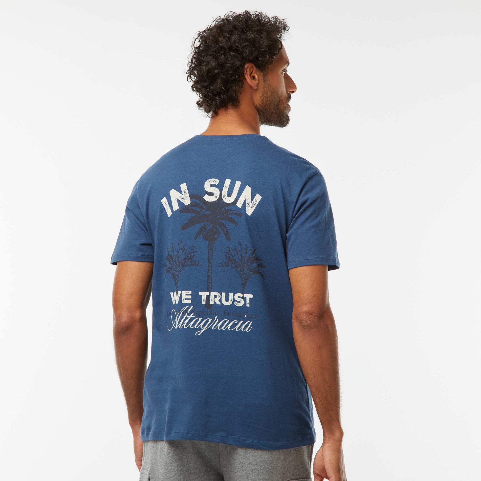 T-shirt imprimé manches courtes BLEU