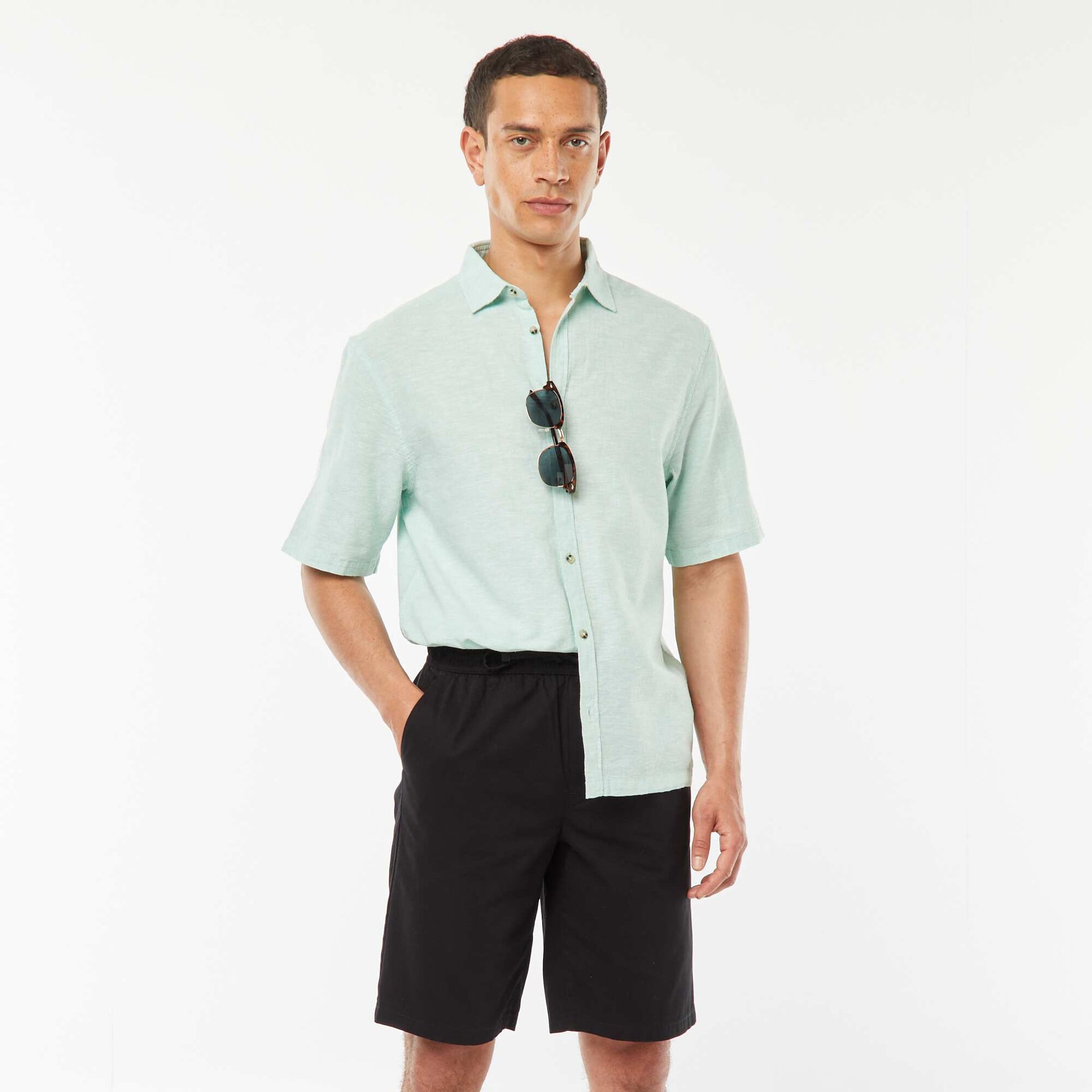 Bermuda en twill uni NOIR