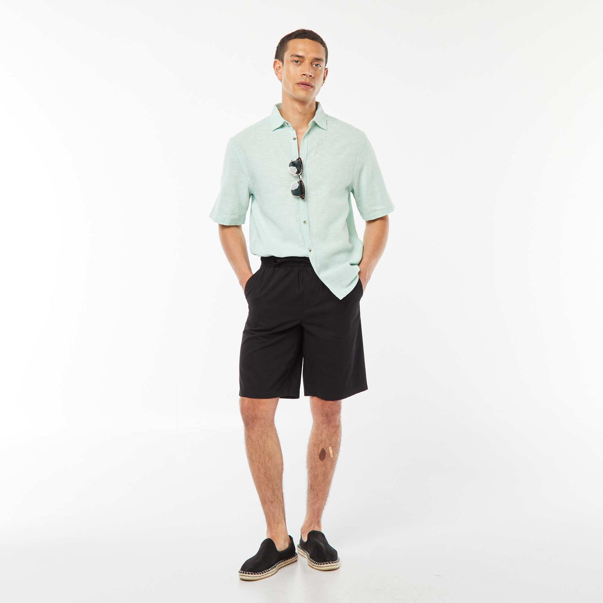 Bermuda en twill uni NOIR