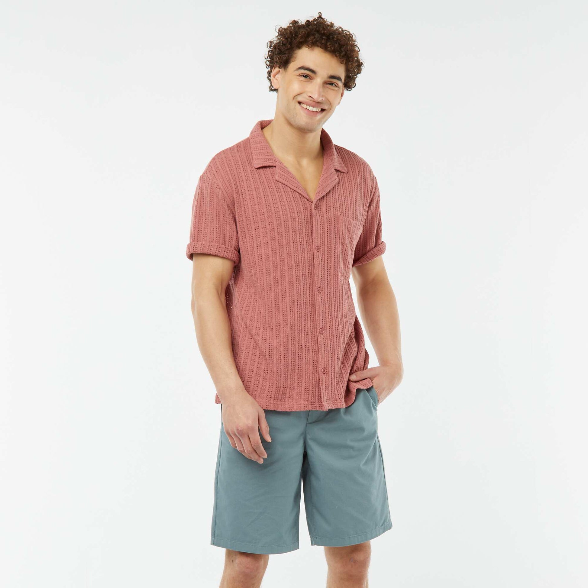 Bermuda en twill uni BLEU