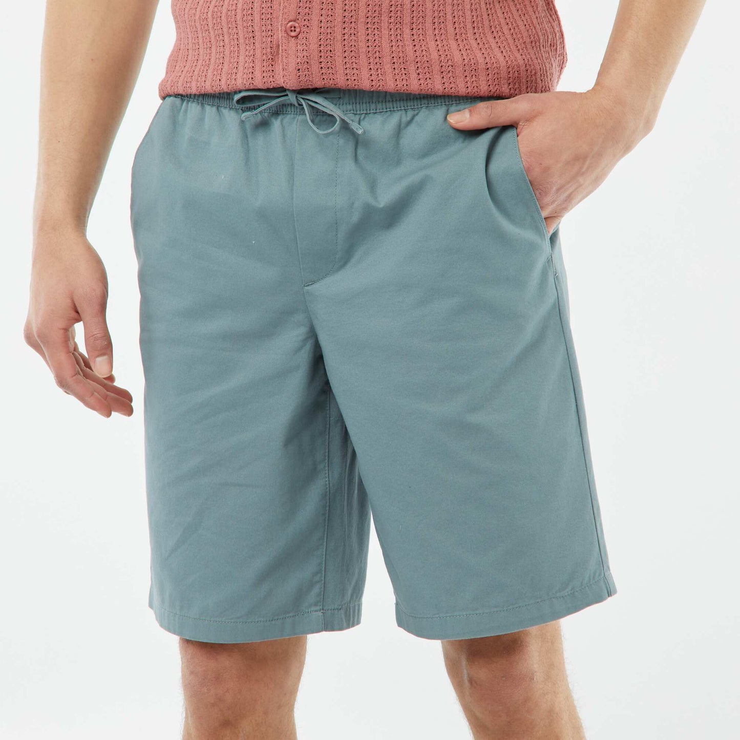 Bermuda en twill uni BLEU