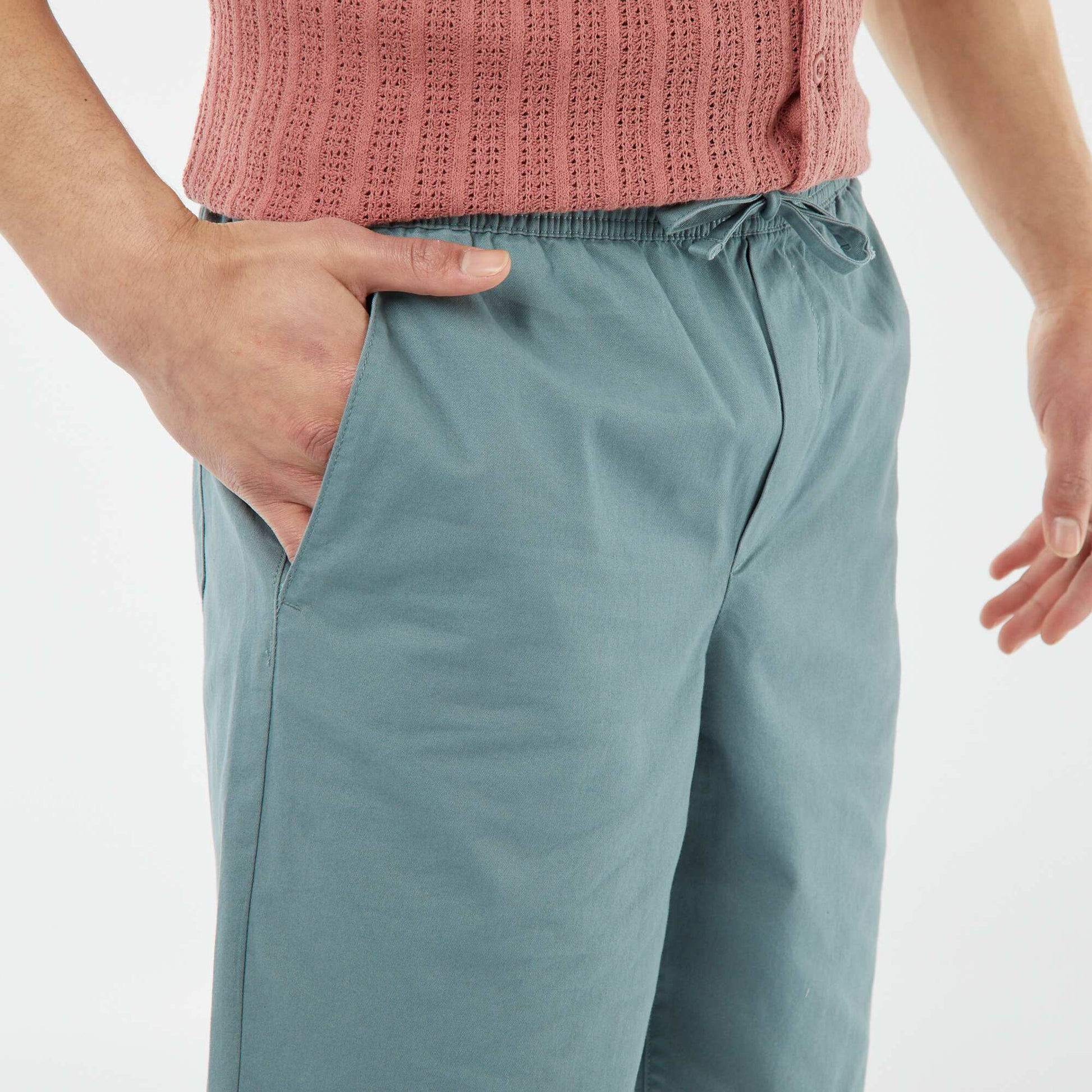 Bermuda en twill uni BLEU