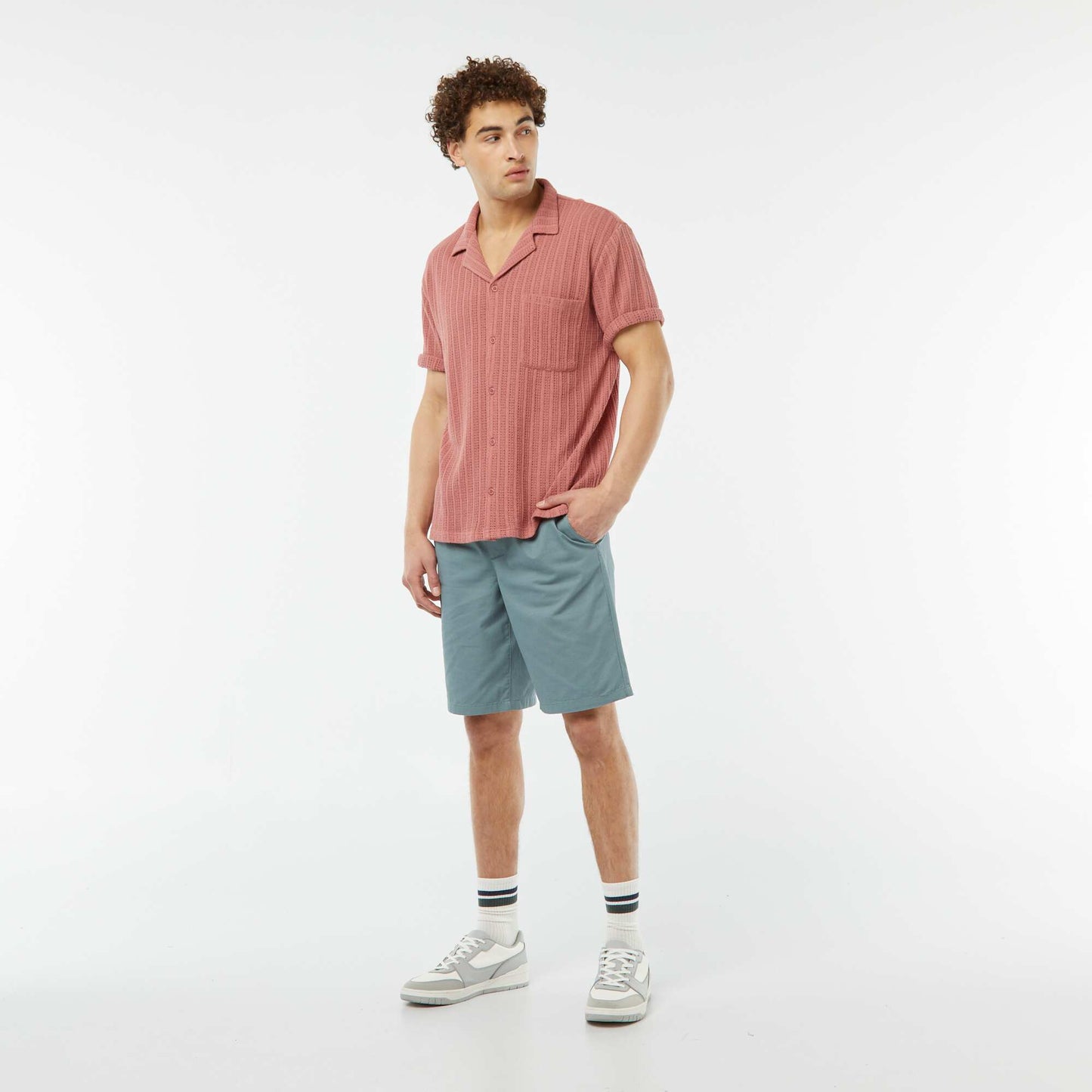 Bermuda en twill uni BLEU
