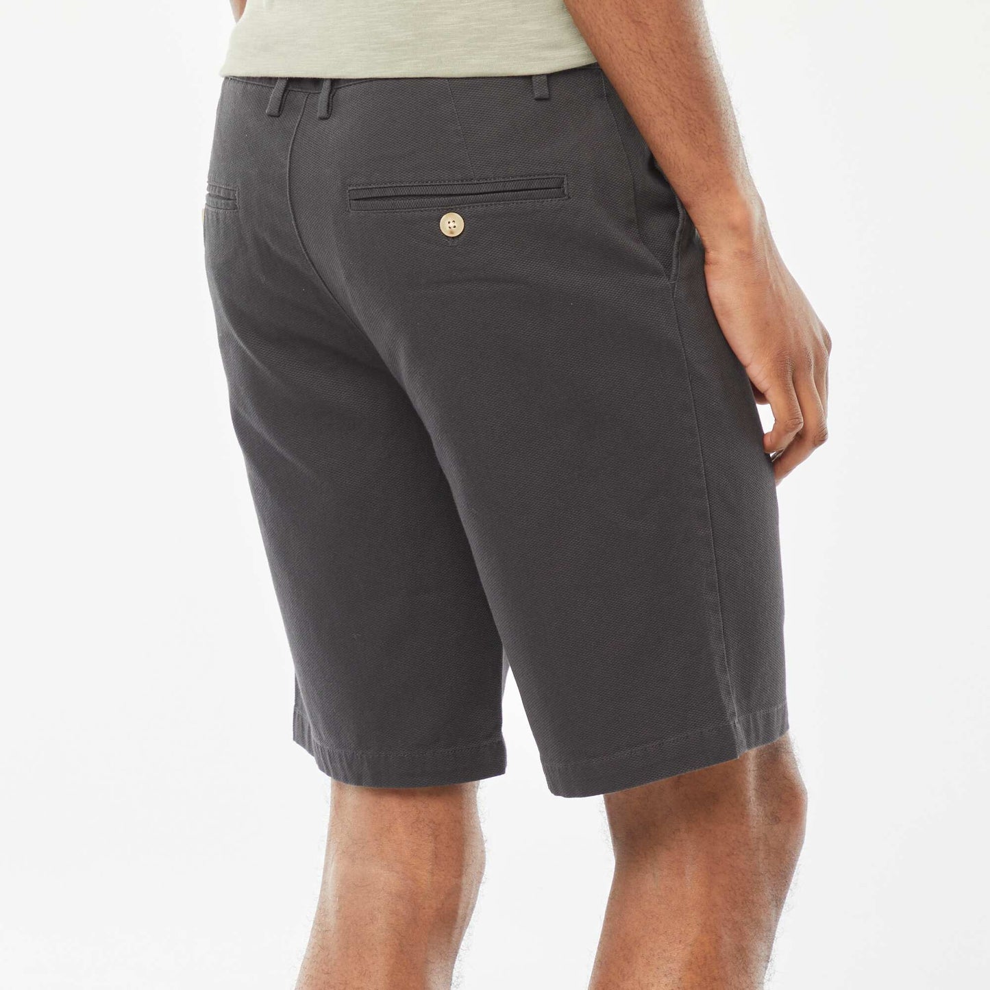 Bermuda en piqué de coton uni GRIS ANTHRACITE