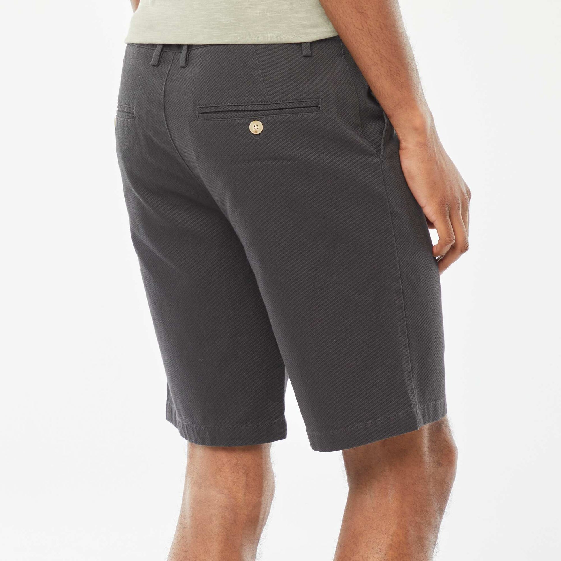 Bermuda en piqué de coton uni GRIS ANTHRACITE