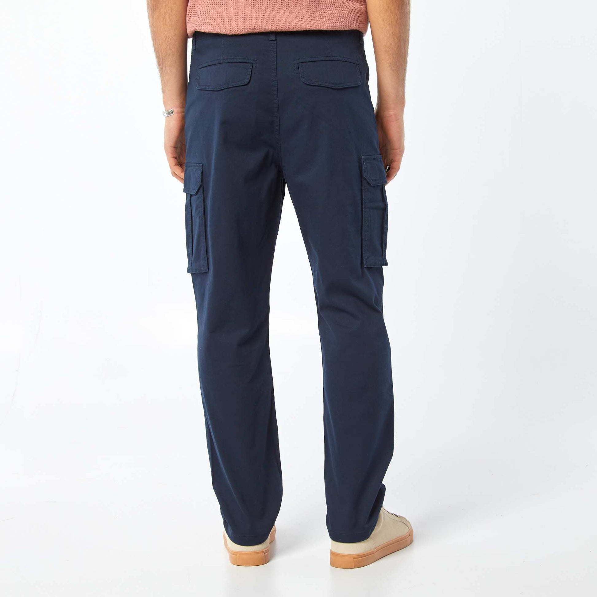 Pantalon multi-poches en dobby BLEU MARINE