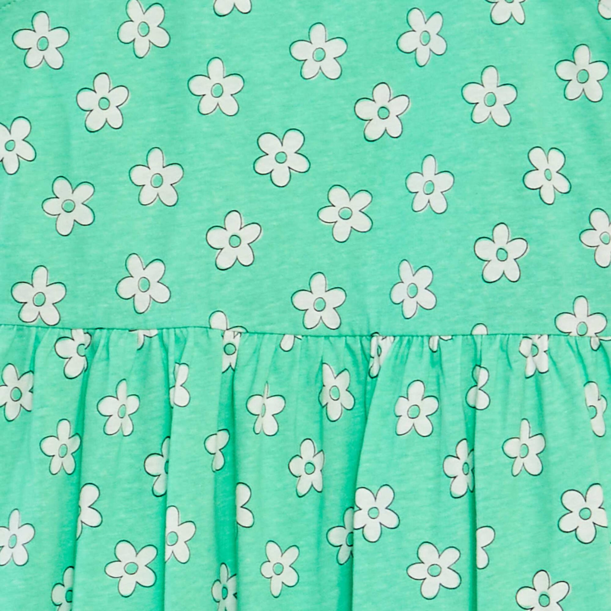 Robe à bretelles volantées à motif VERT FLEURS
