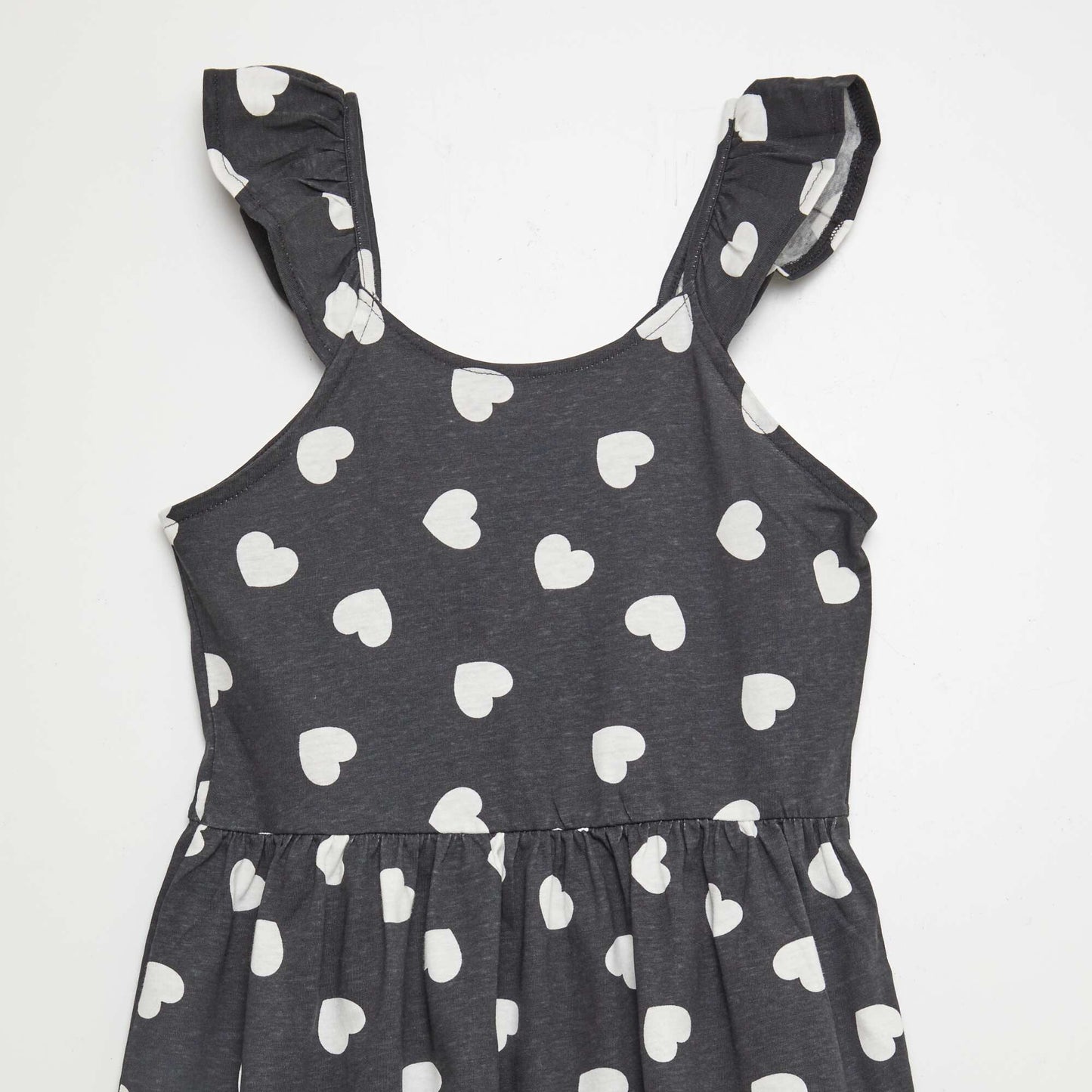Robe à bretelles volantées à motif NOIR CœUR