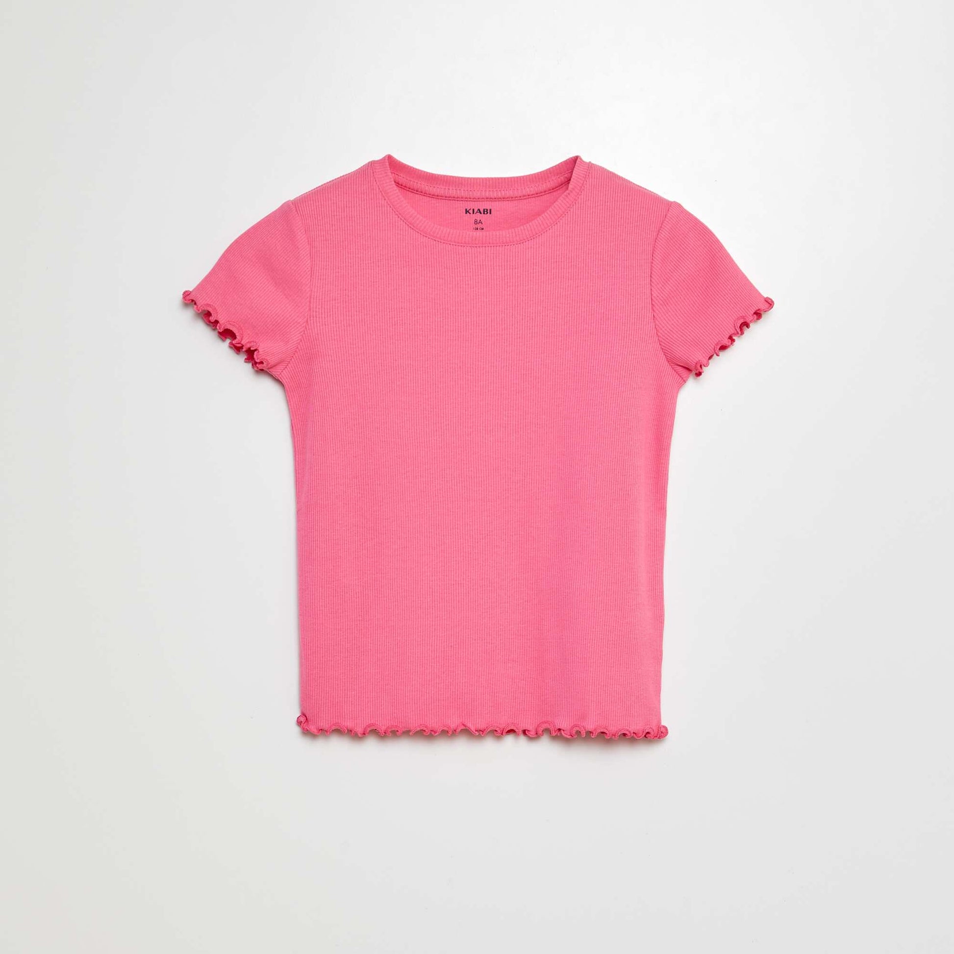 T-shirt côtelé bords ondulés ROSE
