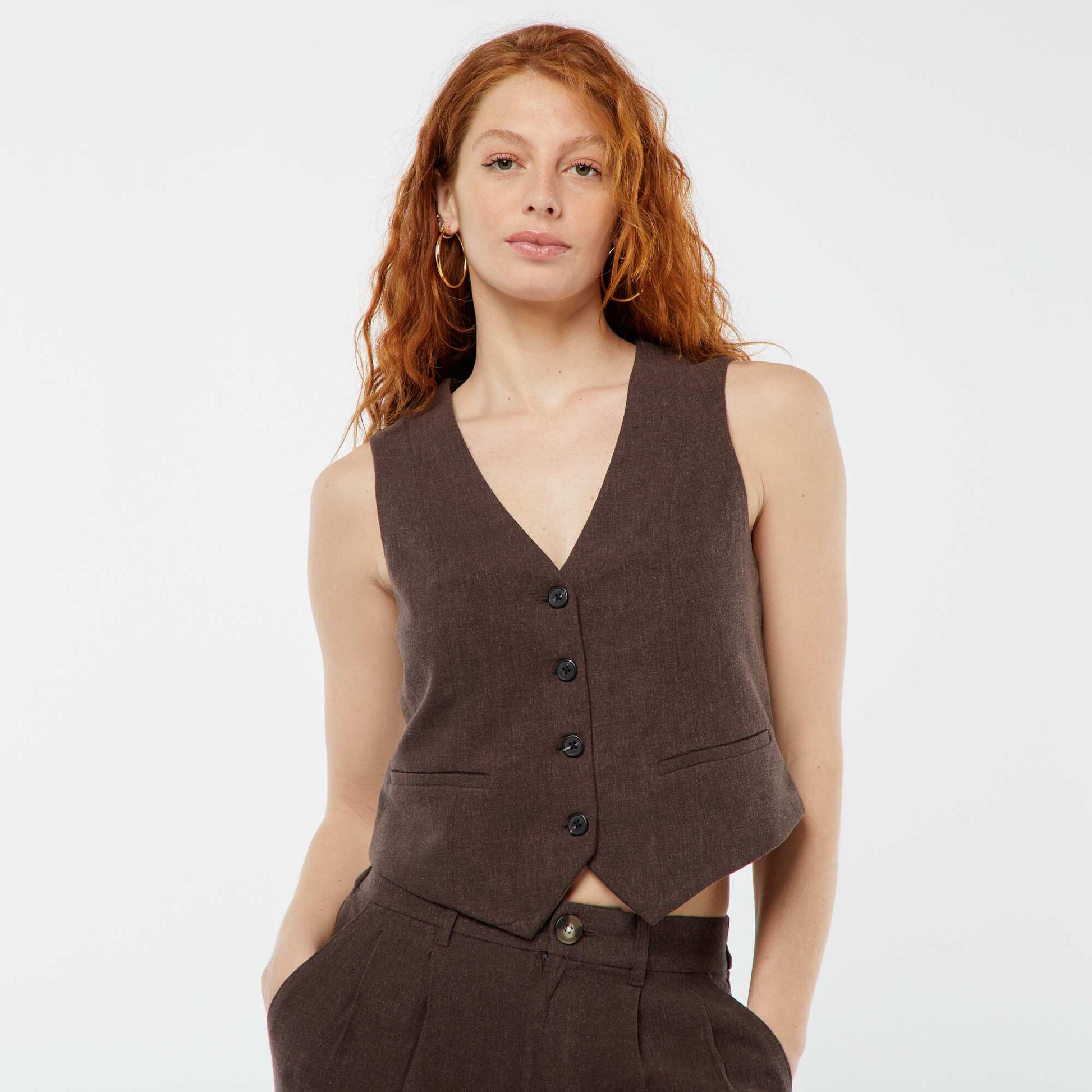 Gilet de costume sans manches MARRON