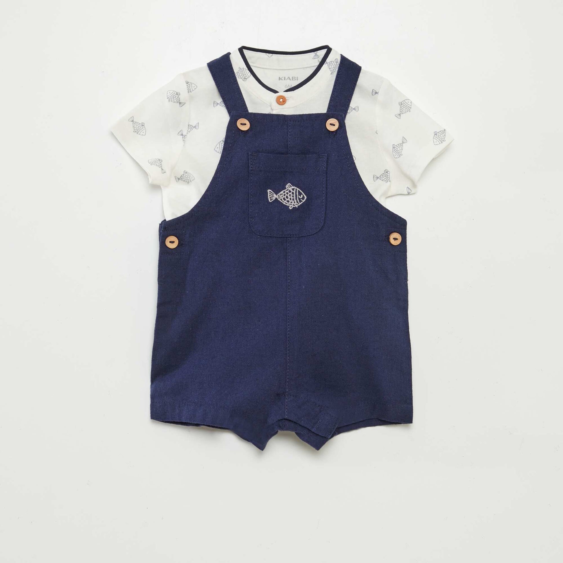 Ensemble salopette + t-shirt - 2 pièces BLANC