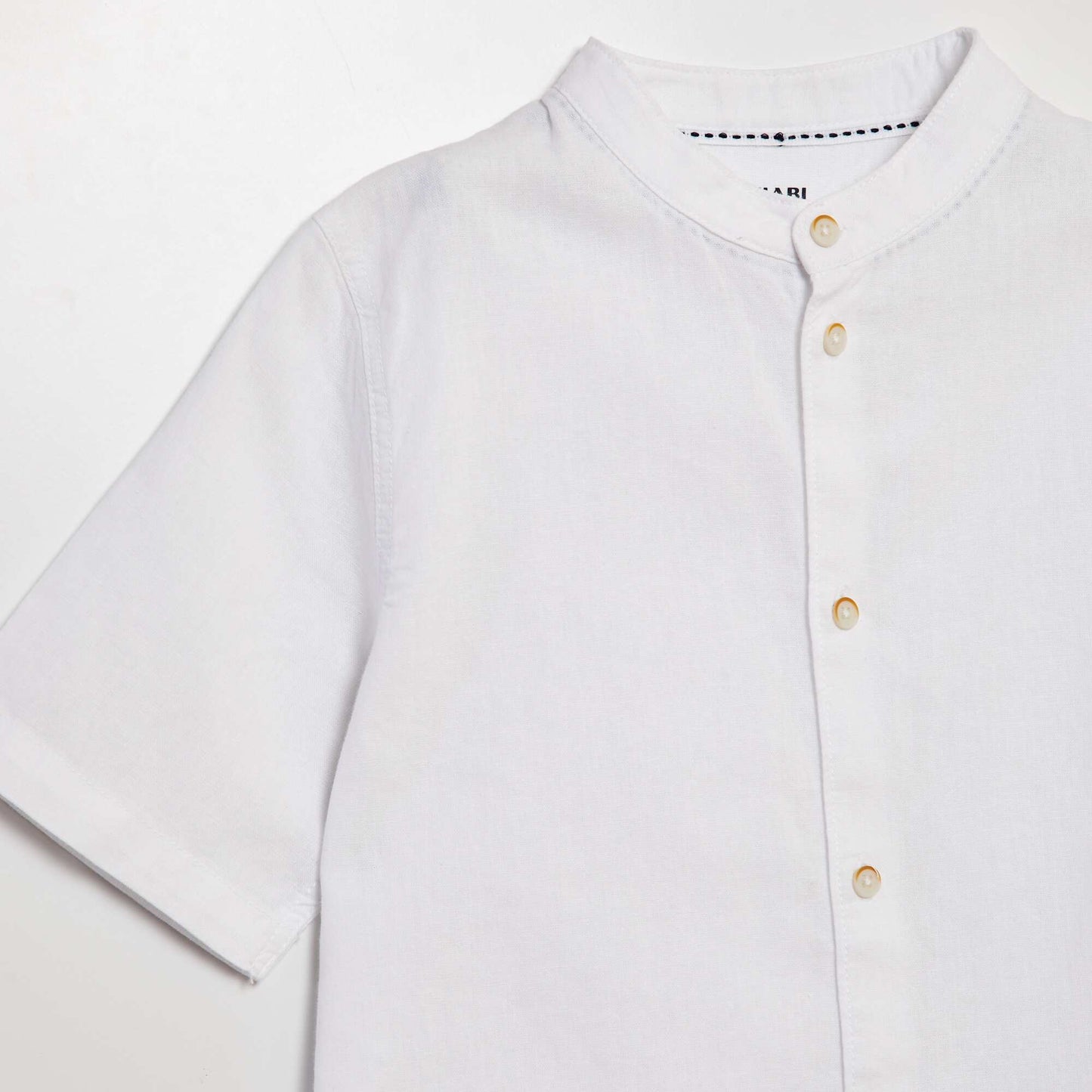 Chemise à col mao et manches courtes BLANC