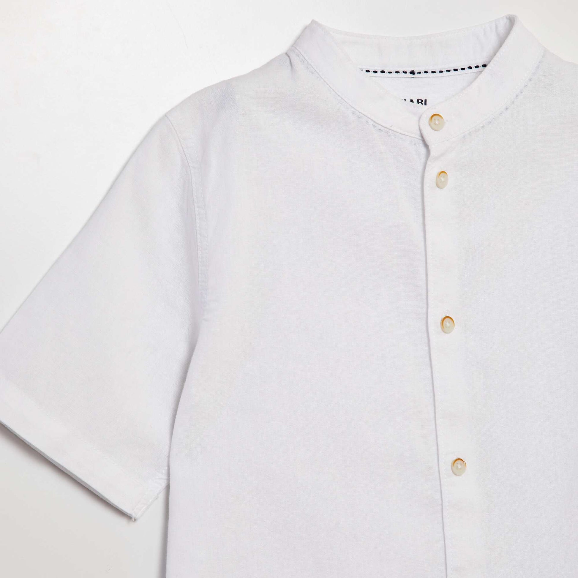 Chemise à col mao et manches courtes BLANC