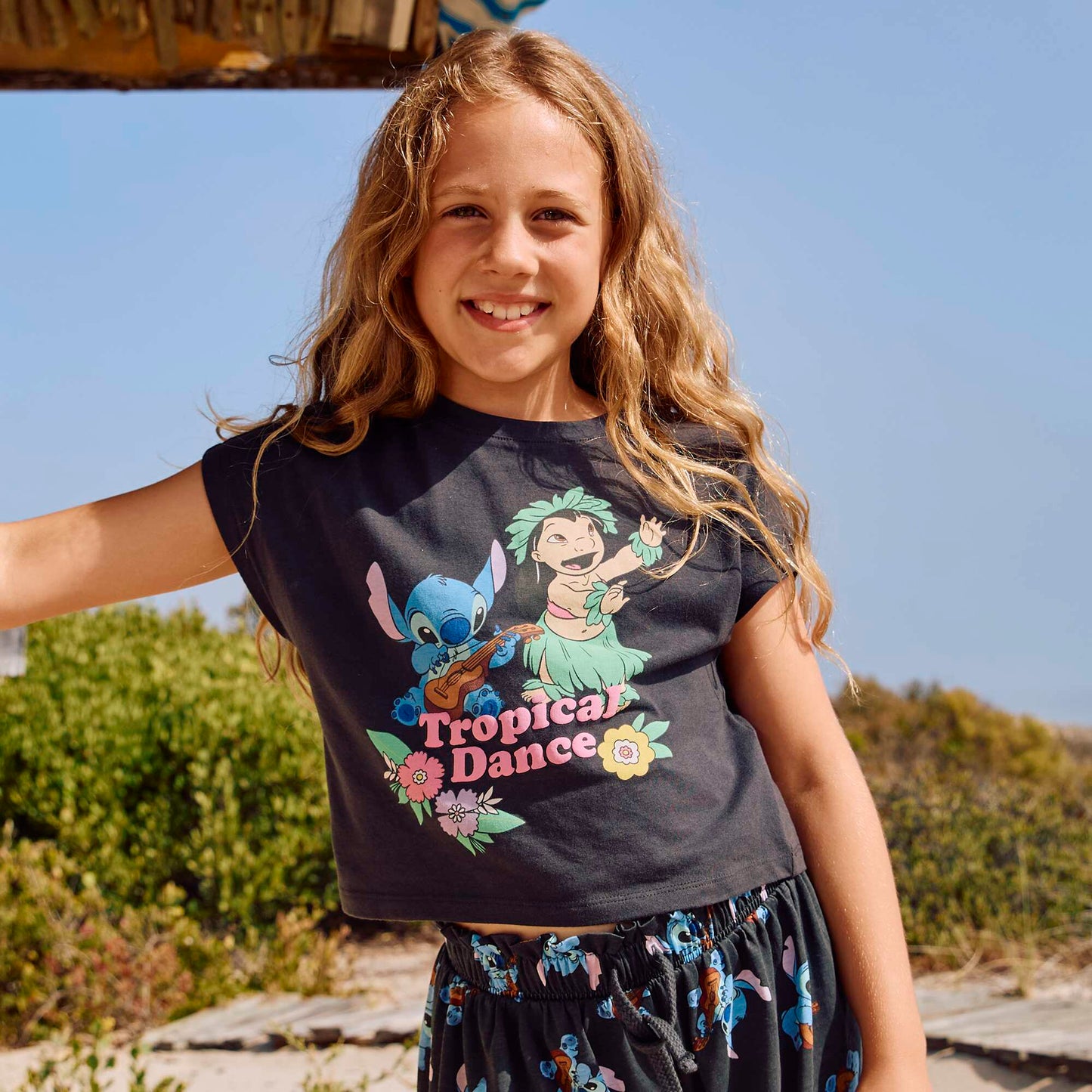 Tee-shirt manches courtes 'Stitch' NOIR