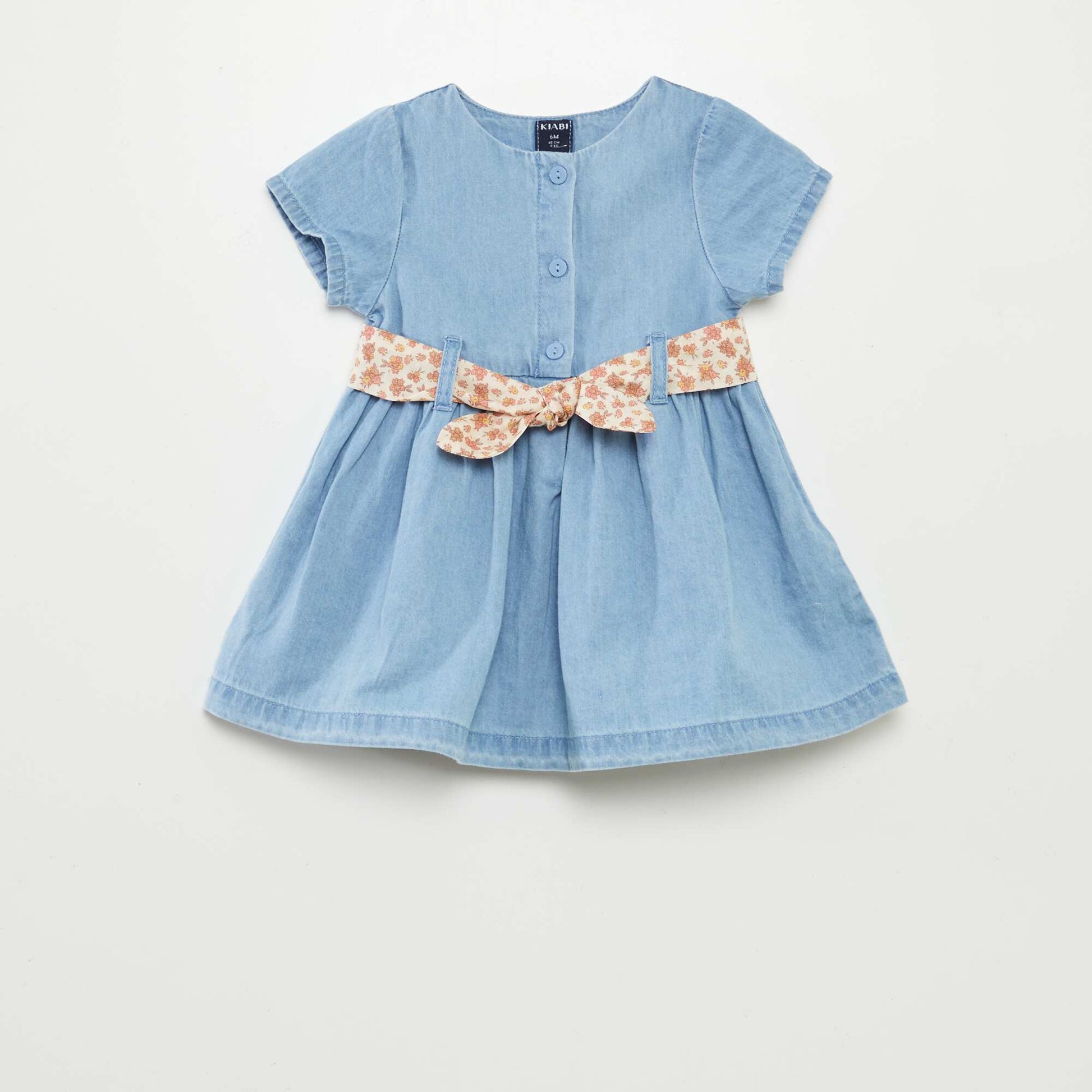 Robe en denim avec ceinture BLANC