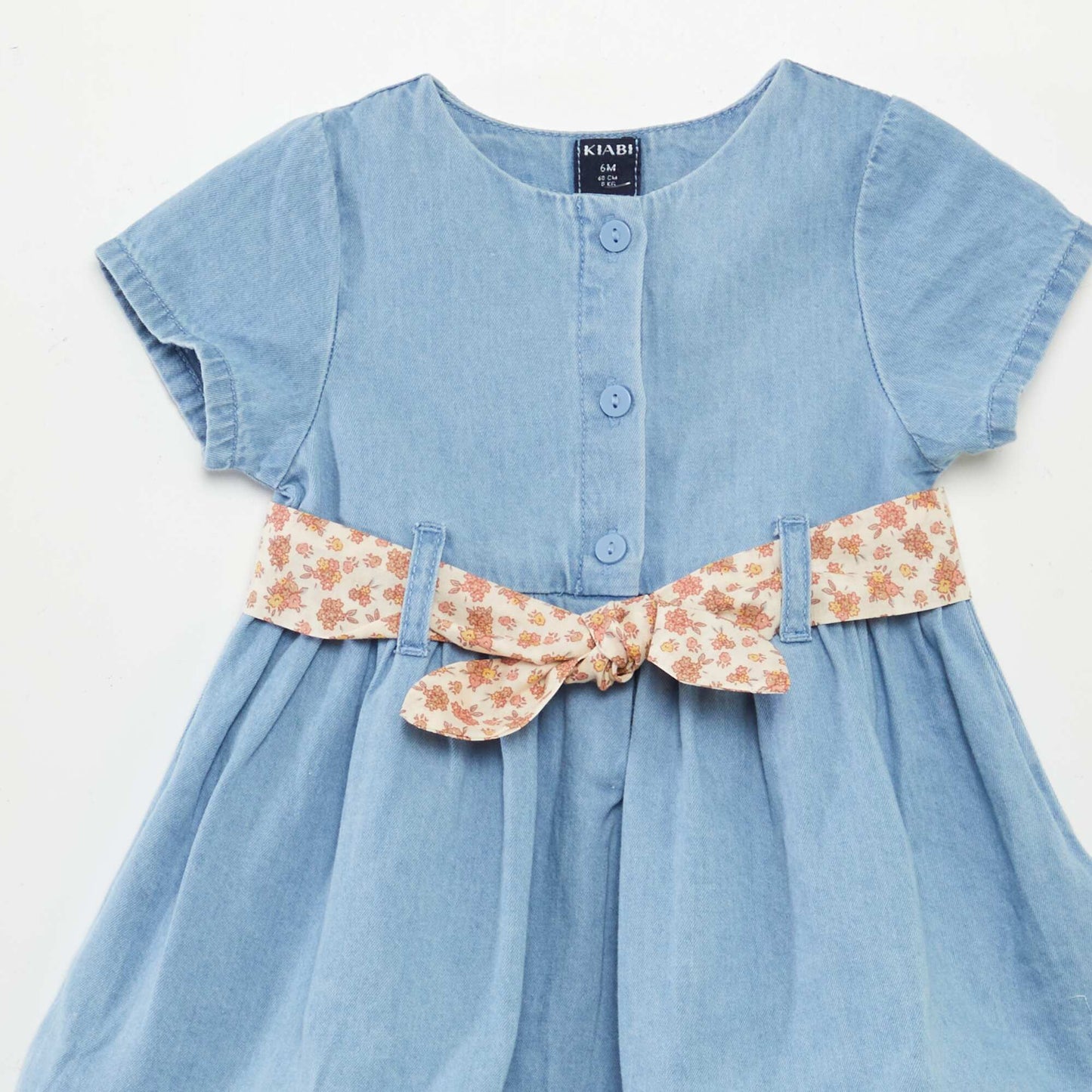 Robe en denim avec ceinture BLANC