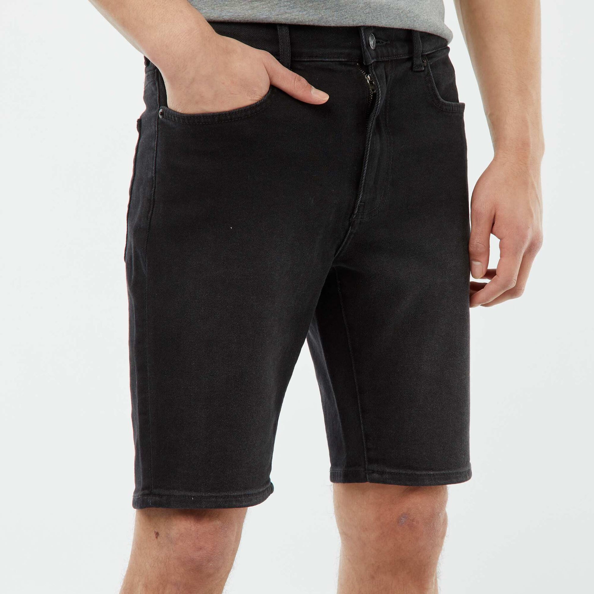 Bermuda en jean 5 poches GRIS