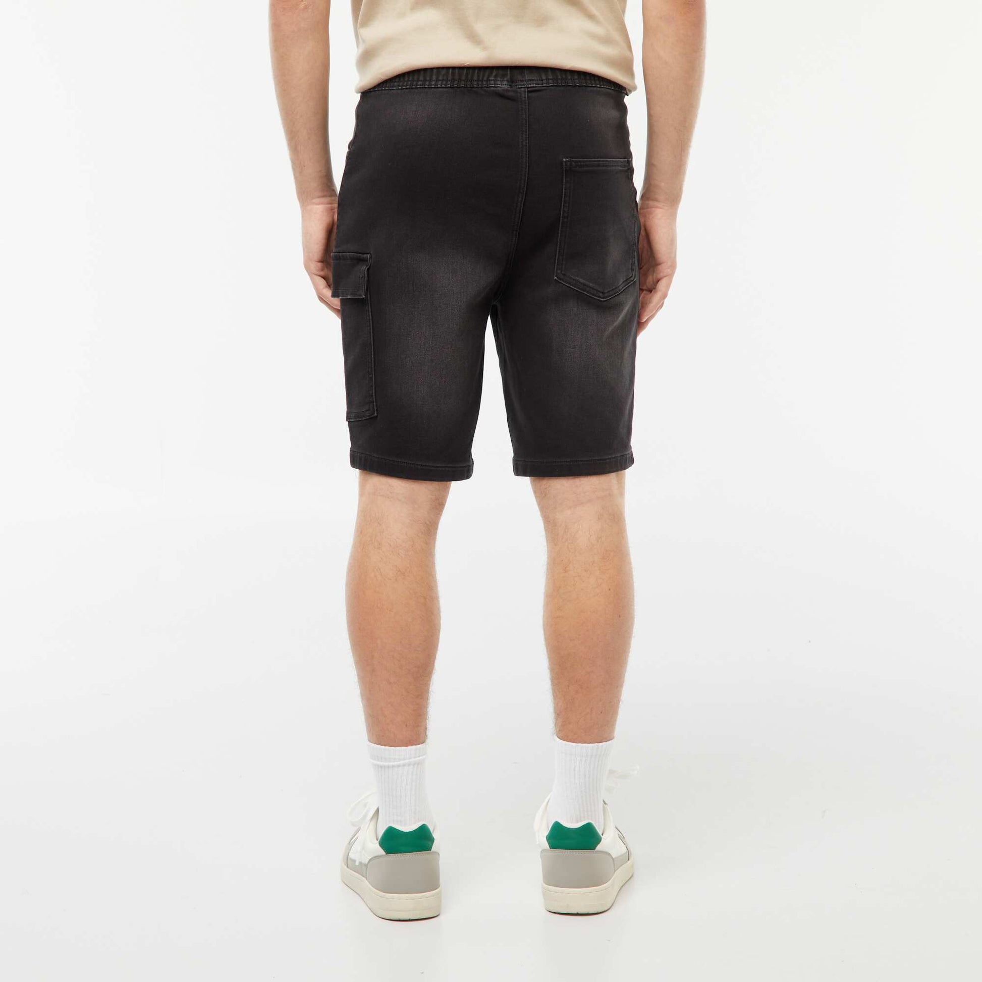 Bermuda en denim multi-poches NOIR