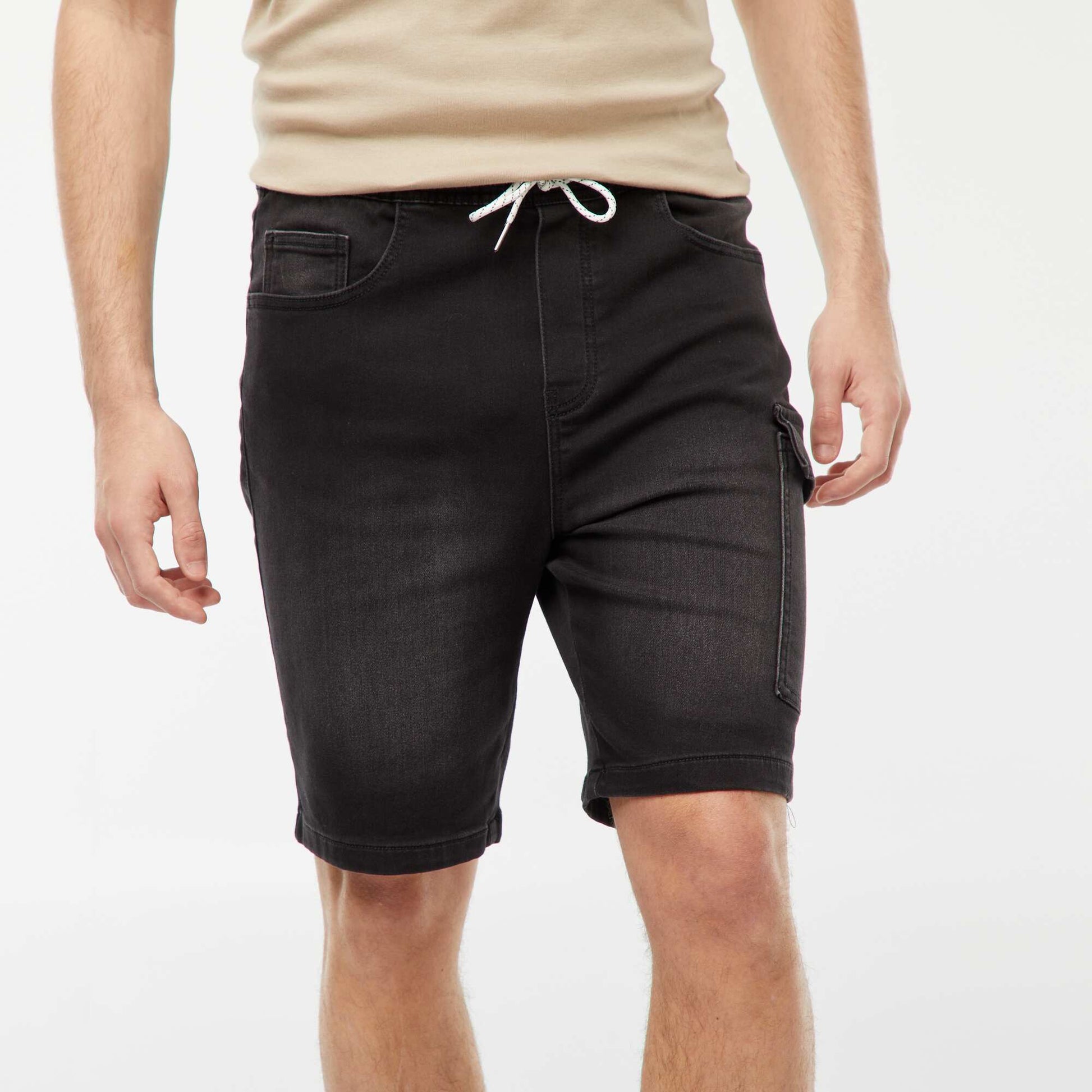 Bermuda en denim multi-poches NOIR