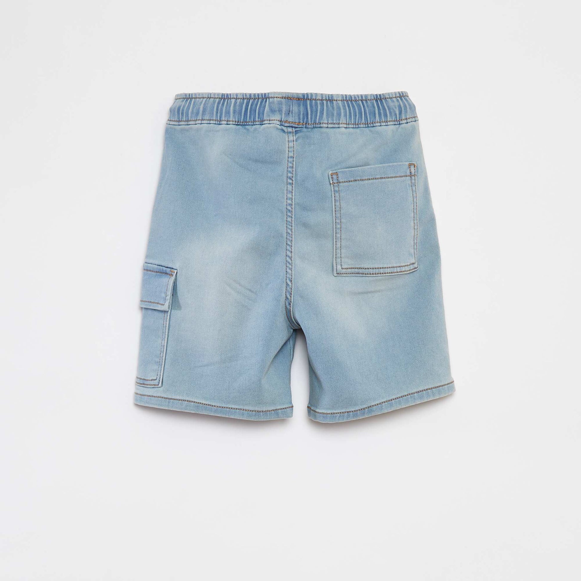 Bermuda en jean avec taille élastiquée BLEU