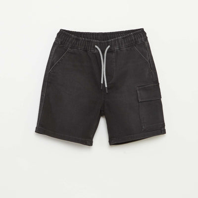 Bermuda en jean avec taille élastiquée GRIS