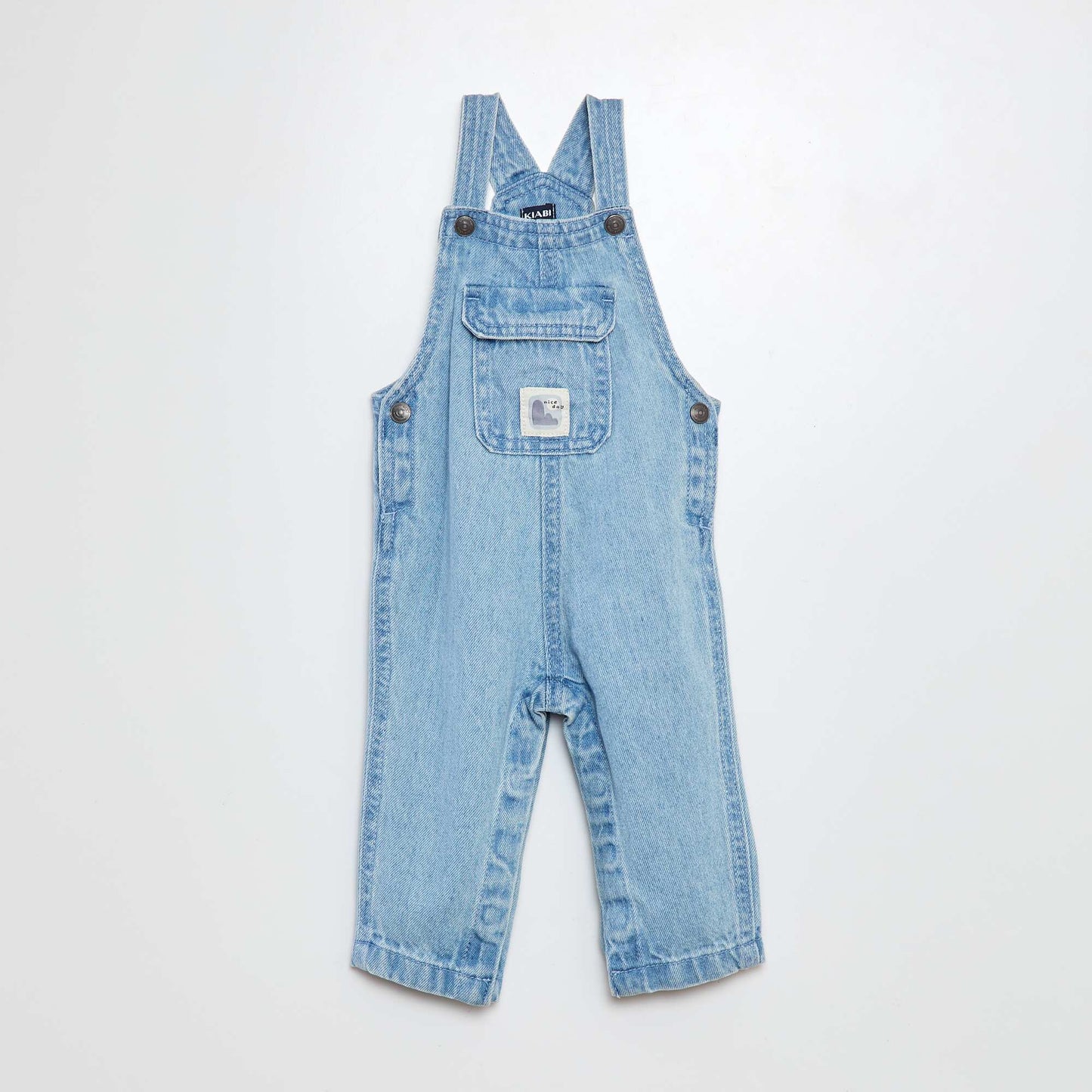 Salopette denim avec poche à rabat à la poitrine BLEU