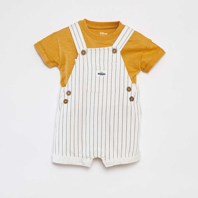 Ensemble t-shirt 'Disney' + salopette courte rayée - 2 pièces JAUNE